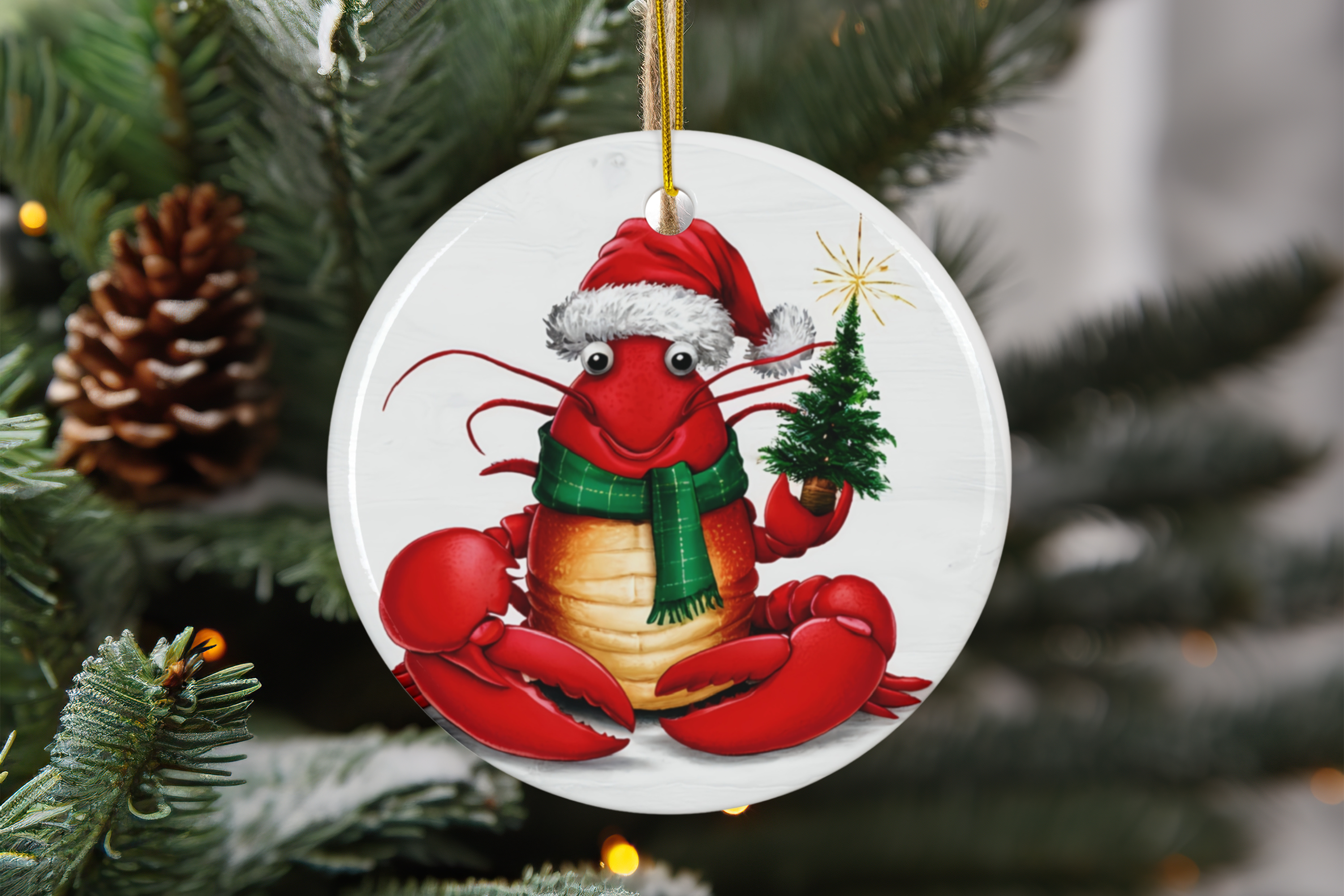 Ceramic Ornament - Lobster Christmas
