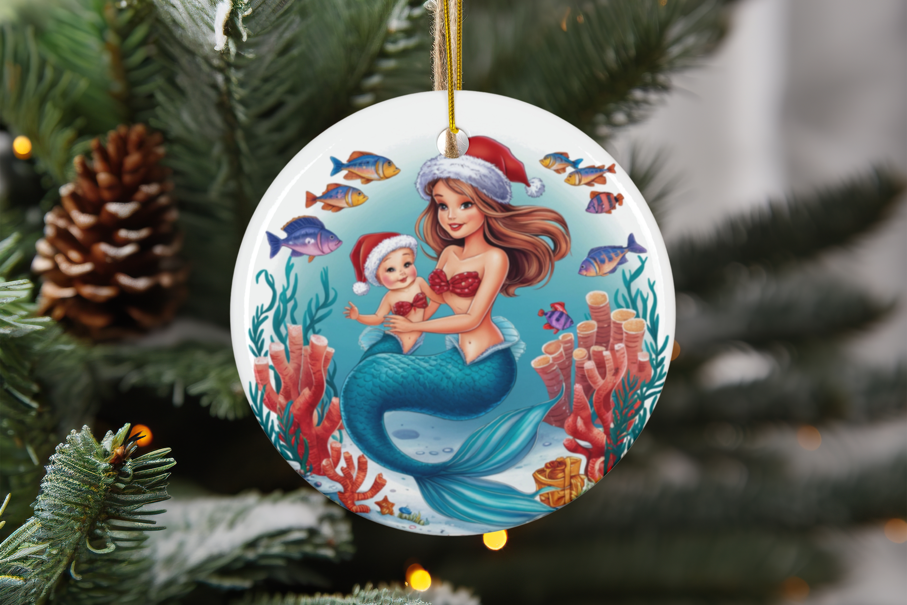 Ceramic Ornament - Mermaid with Baby