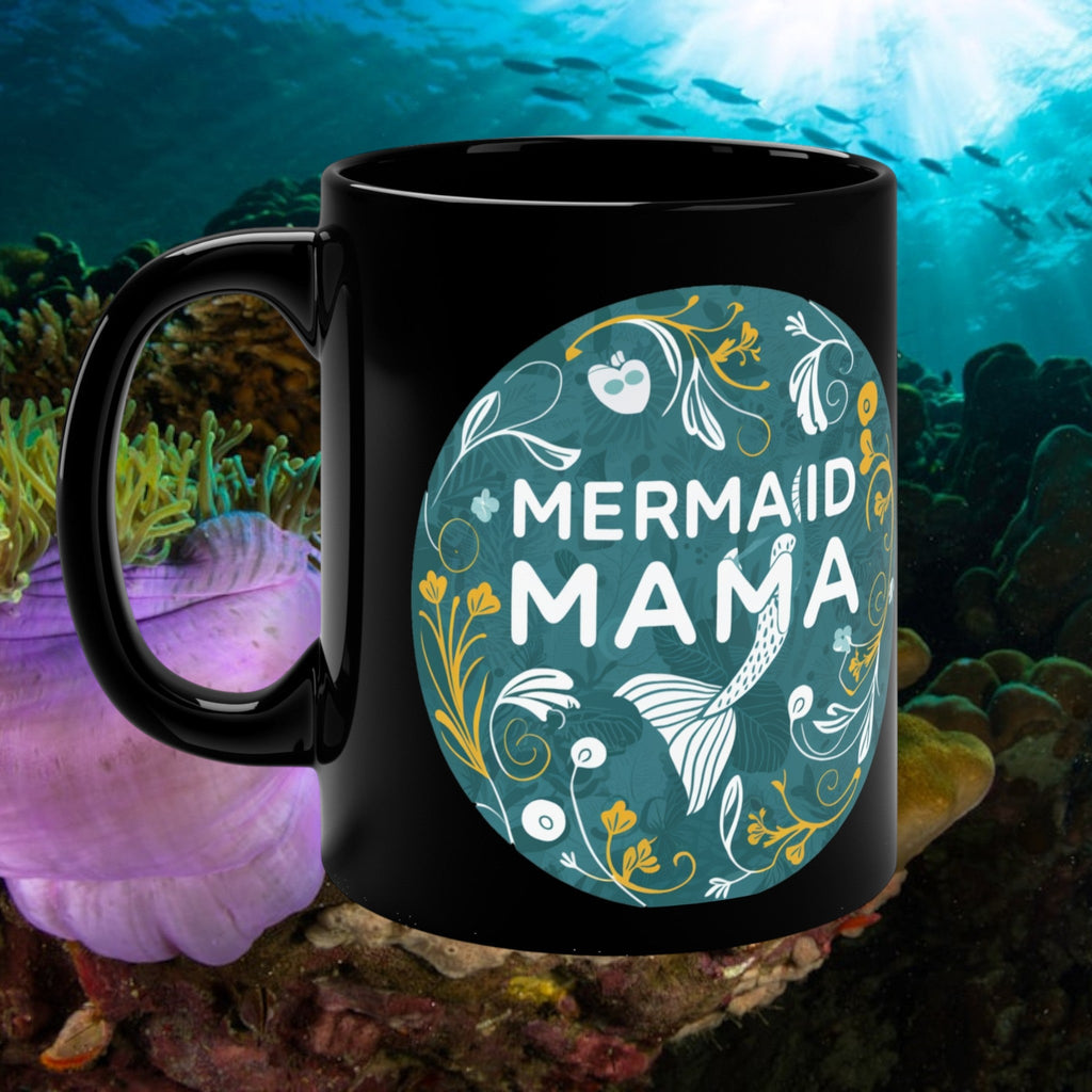 Mermaid Mama Black Coffee Mug – 11oz Ocean Gift