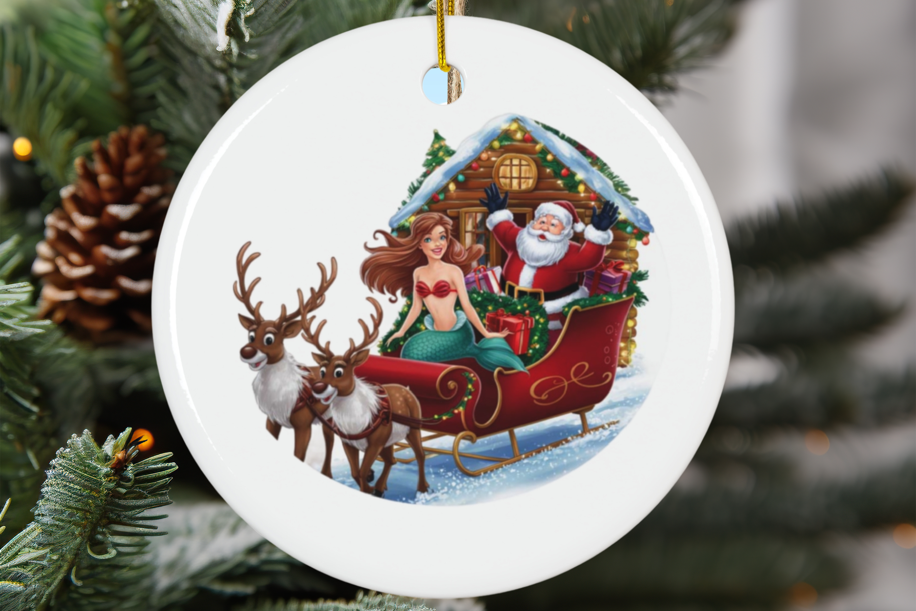 Ceramic Ornament - Mermaid and Santa