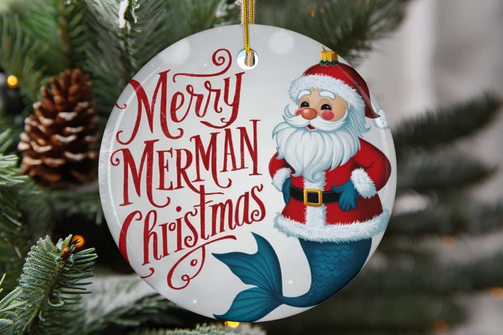 Ceramic Ornament - Merry Merman Christmas