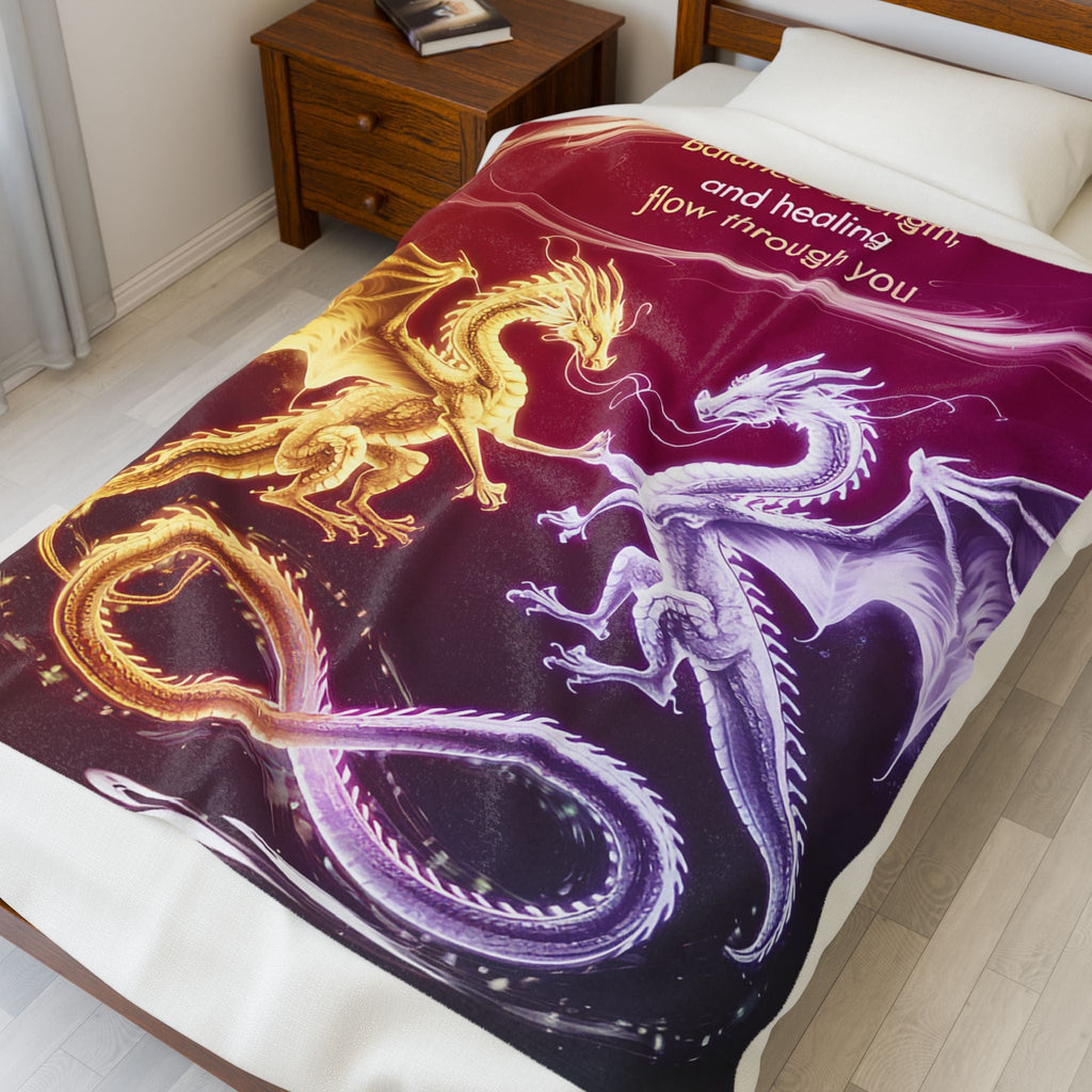Enchanting Dragon Velveteen Plush Blanket - Balance, Strength, Healing