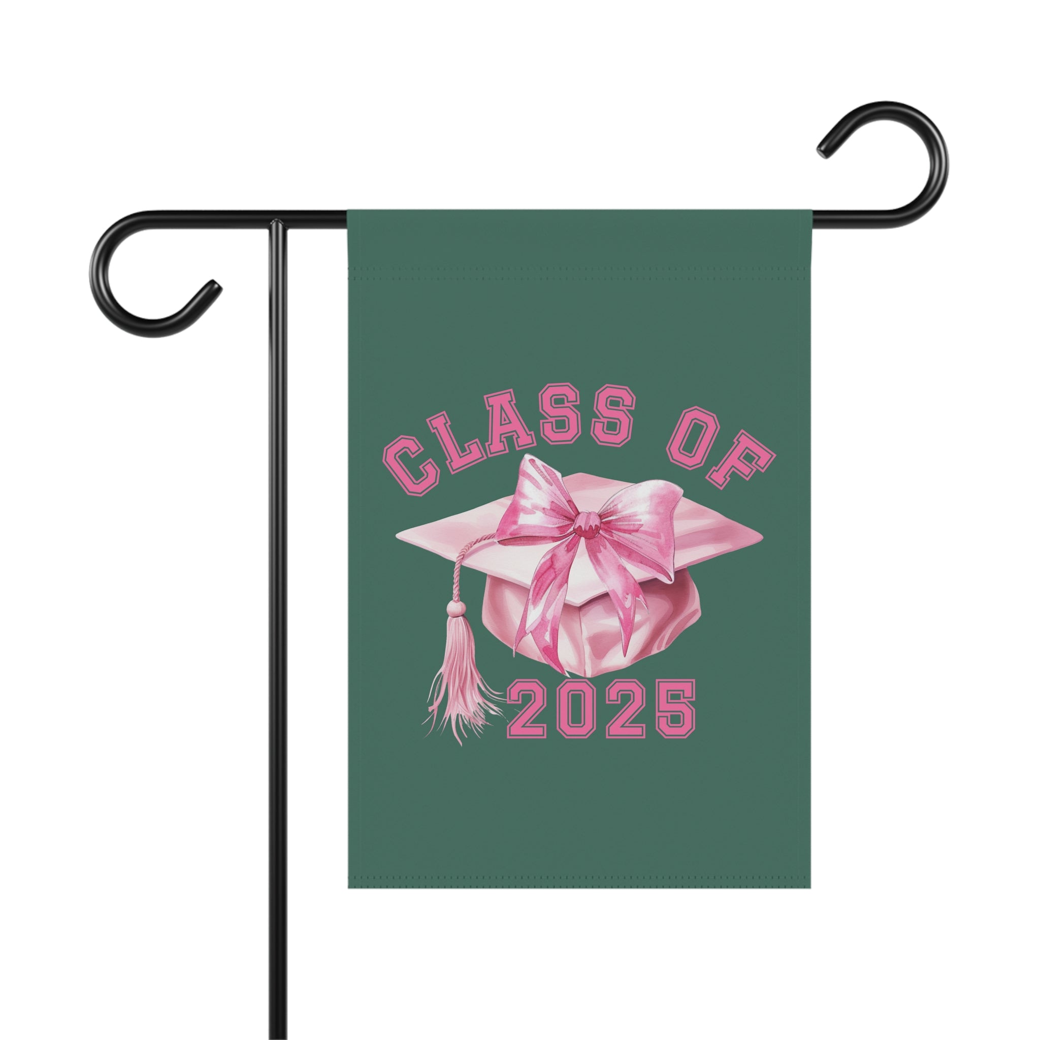 Graduation Garden Banner with Pink Cap & Bow - Class of 2025