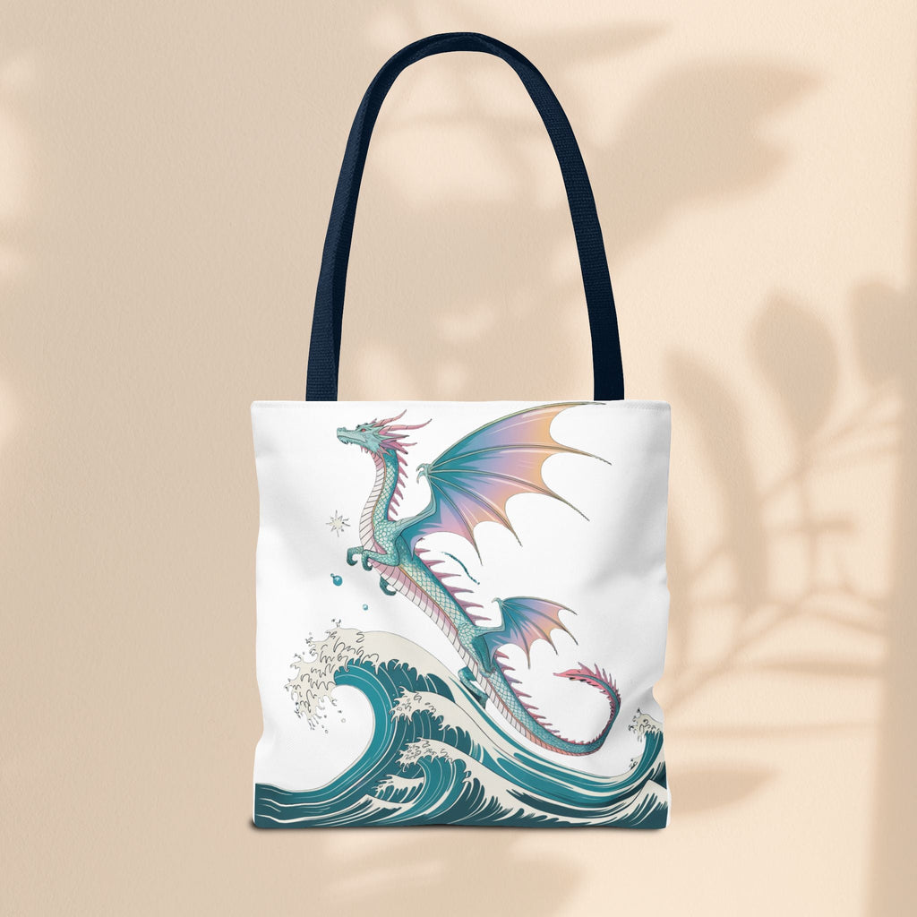 Dragons and Waves Tote Bag, Dragon Lovers Gift