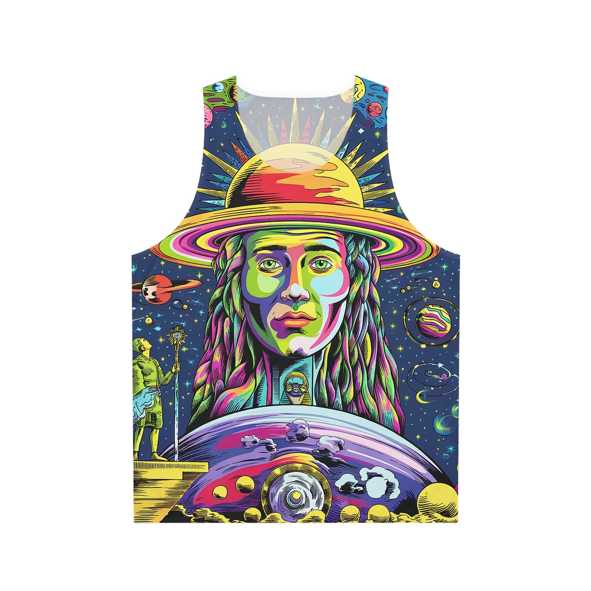 Cosmic Journey Unisex Tank Top - Vibrant Galaxy Graphic Tee