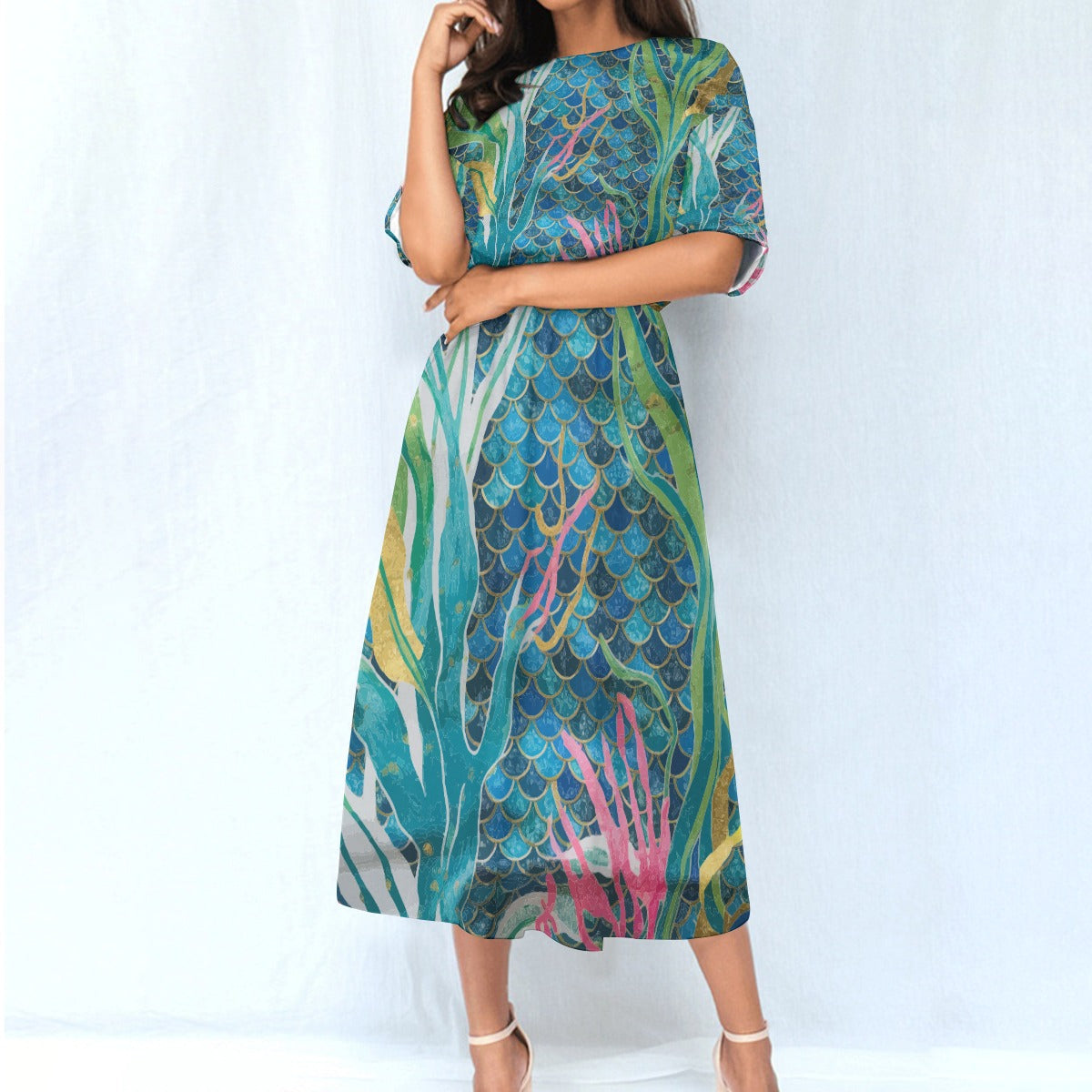 Mermaid Scale Party Women's Elastic Waist Dress