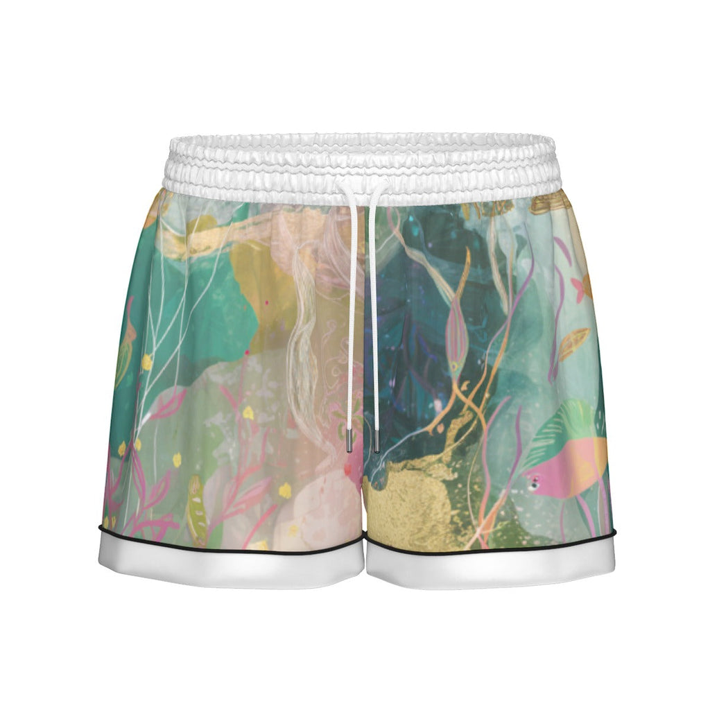 Ocean Life Women's Imitation Silk Pajama Set With Short Sleeve