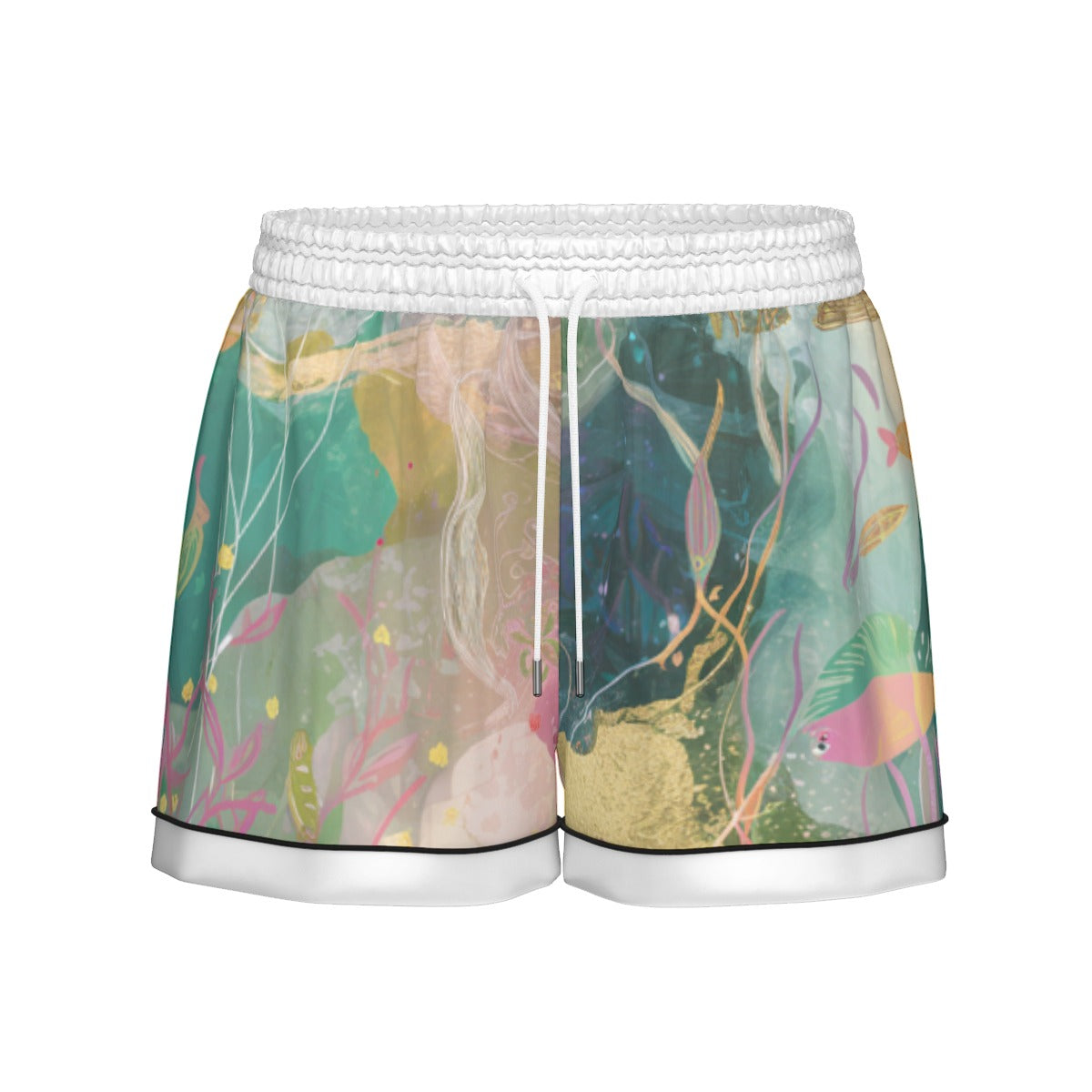 Ocean Life Women's Imitation Silk Pajama Set With Short Sleeve