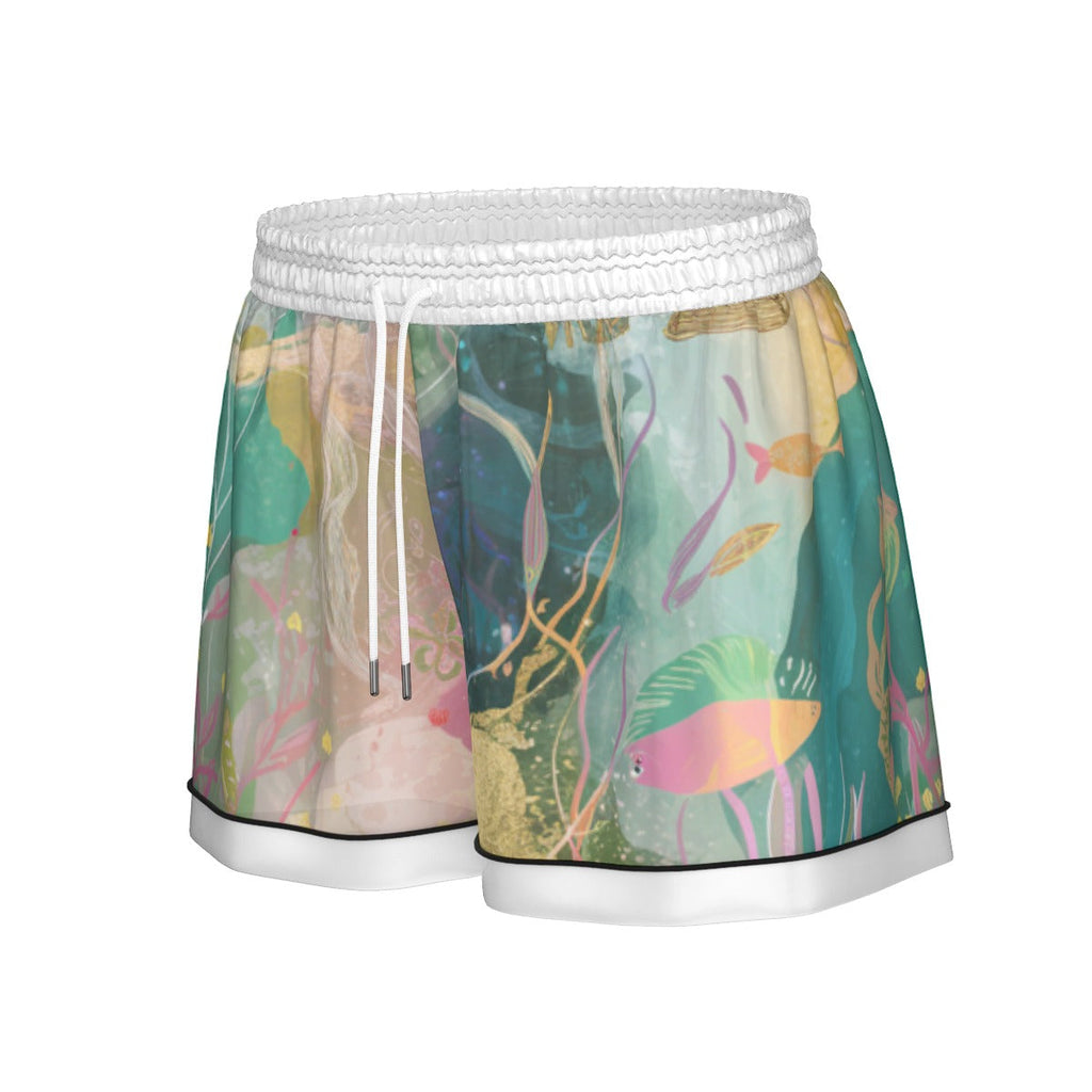 Ocean Life Women's Imitation Silk Pajama Set With Short Sleeve