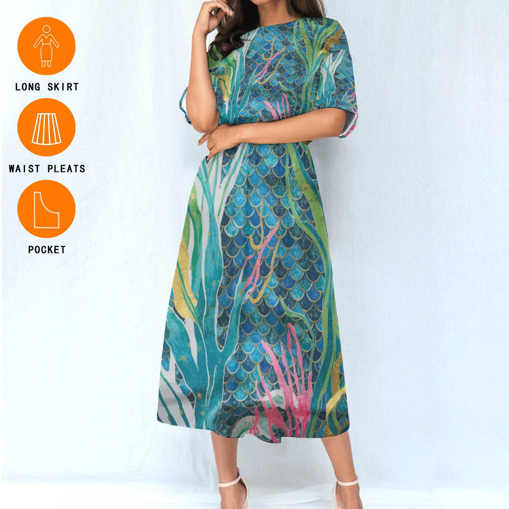 Mermaid Scale Party Women's Elastic Waist Dress