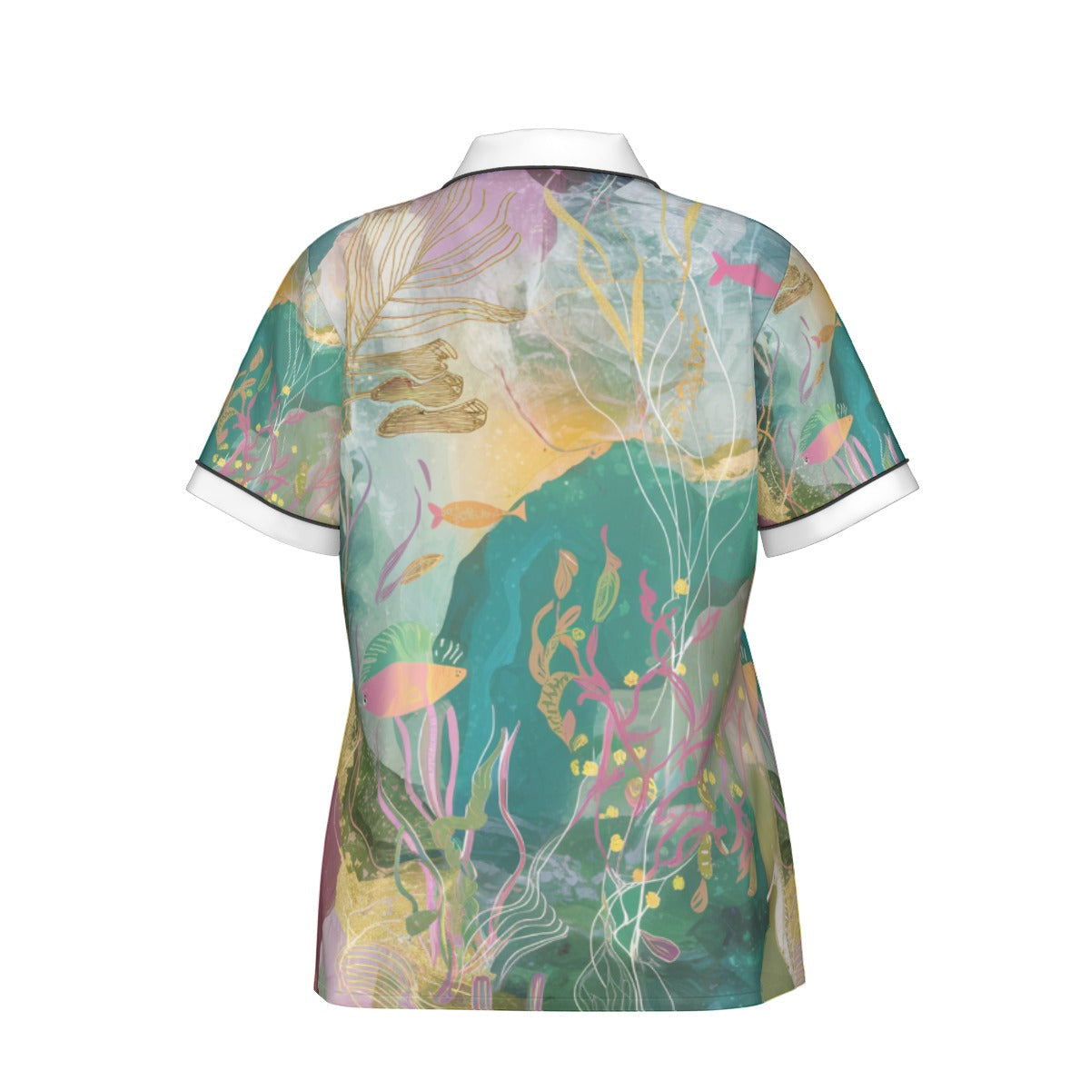Ocean Life Women's Imitation Silk Pajama Set With Short Sleeve