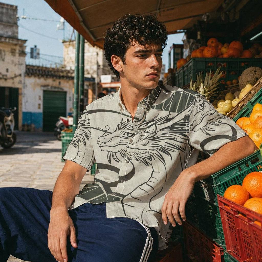Dragon Sway Men's Breathable Cotton Shirt
