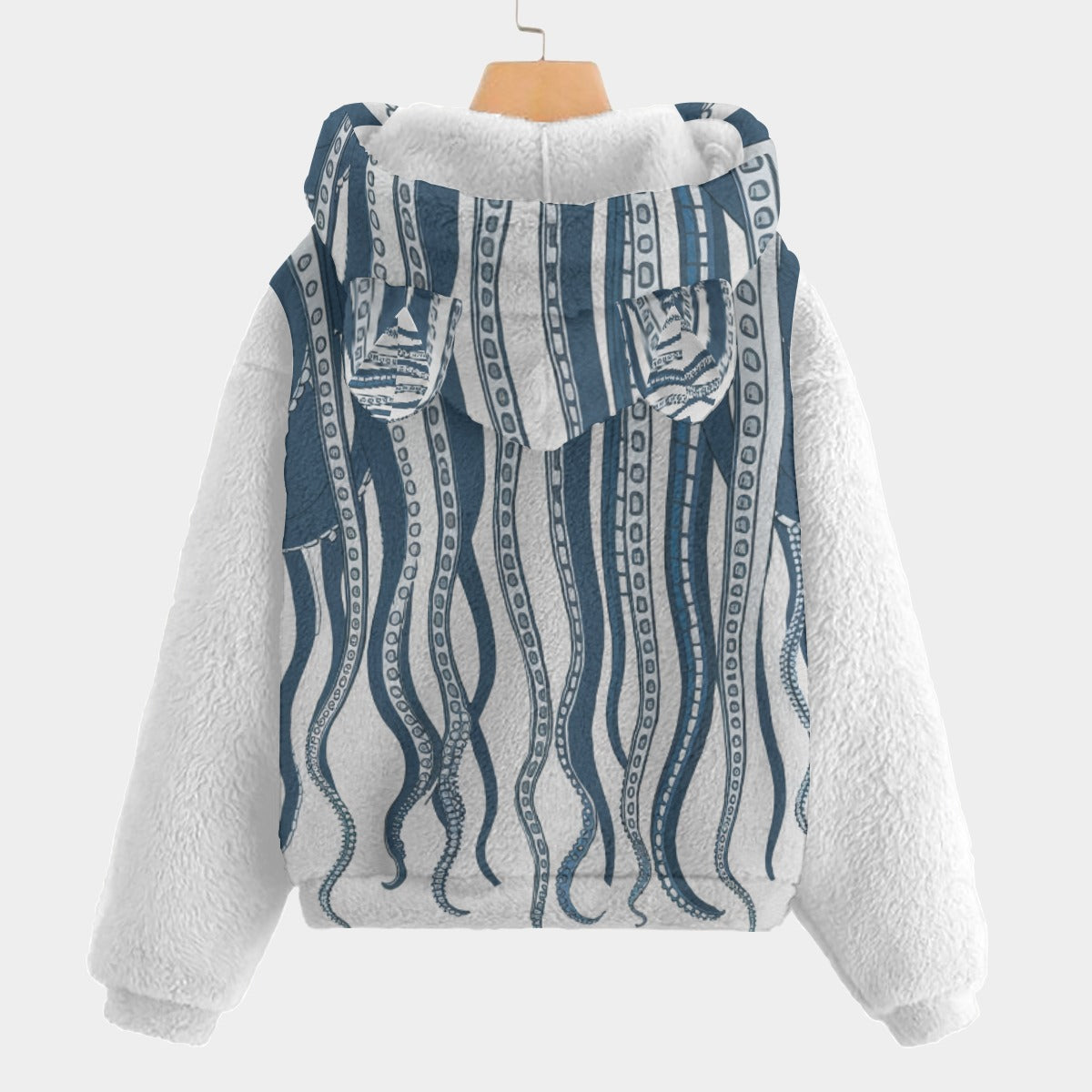 Downward Octopus Kid's Borg Fleece Sweatshirt With Ears