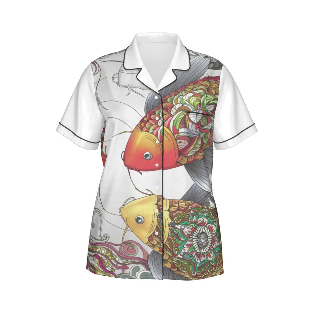KOI Women's Imitation Silk Pajama Set With Short Sleeve