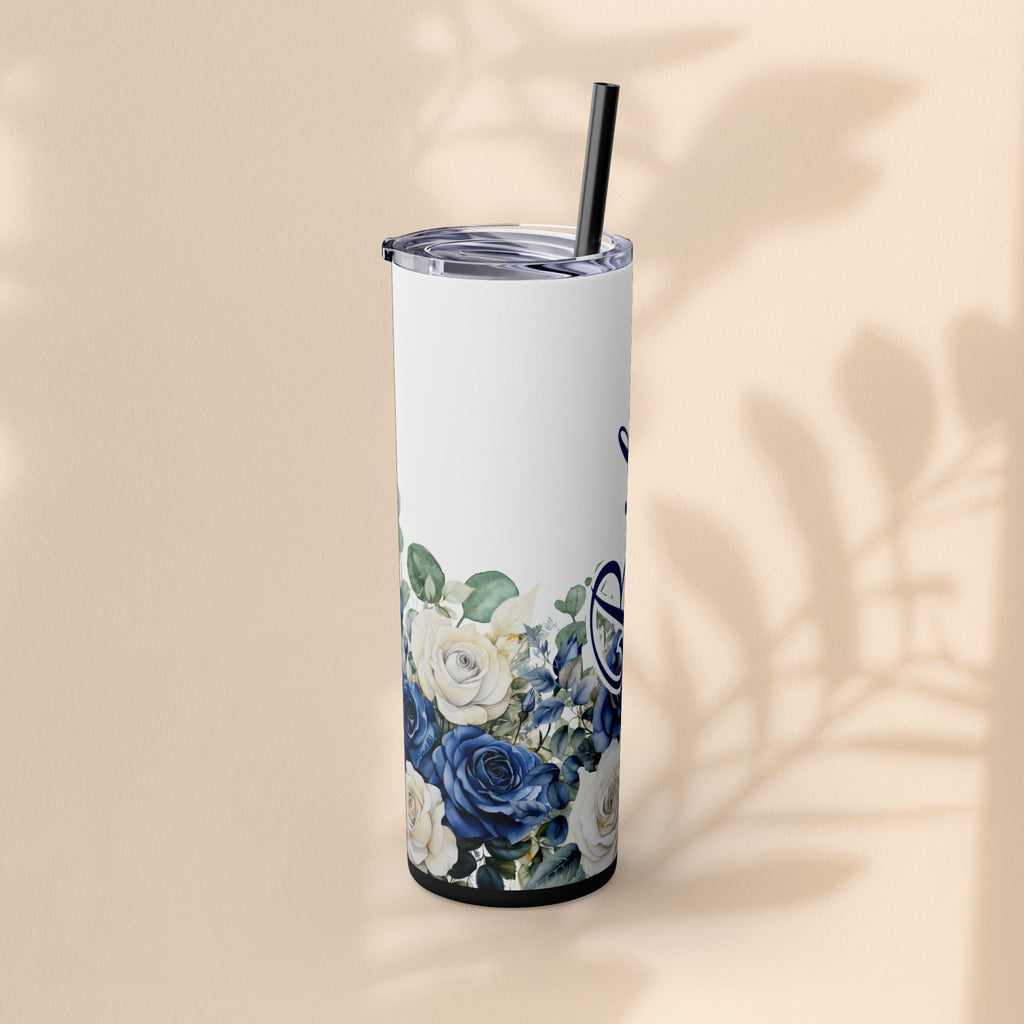 Elegant Floral Bride Tumbler, Bridal Party Favor 20oz Travel Cup, Engagement Celebration