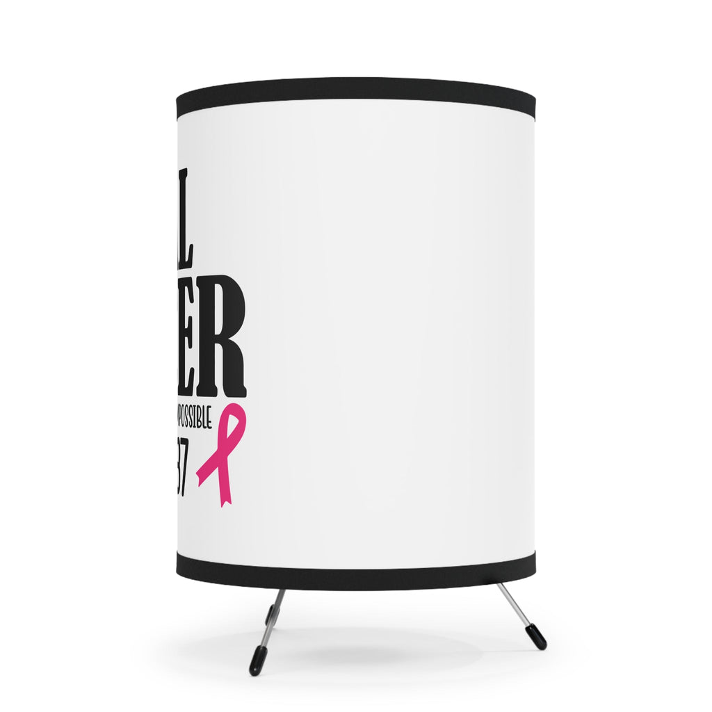 Inspirational Tripod Lamp - "Heal Cancer" Design with Luke 1:37