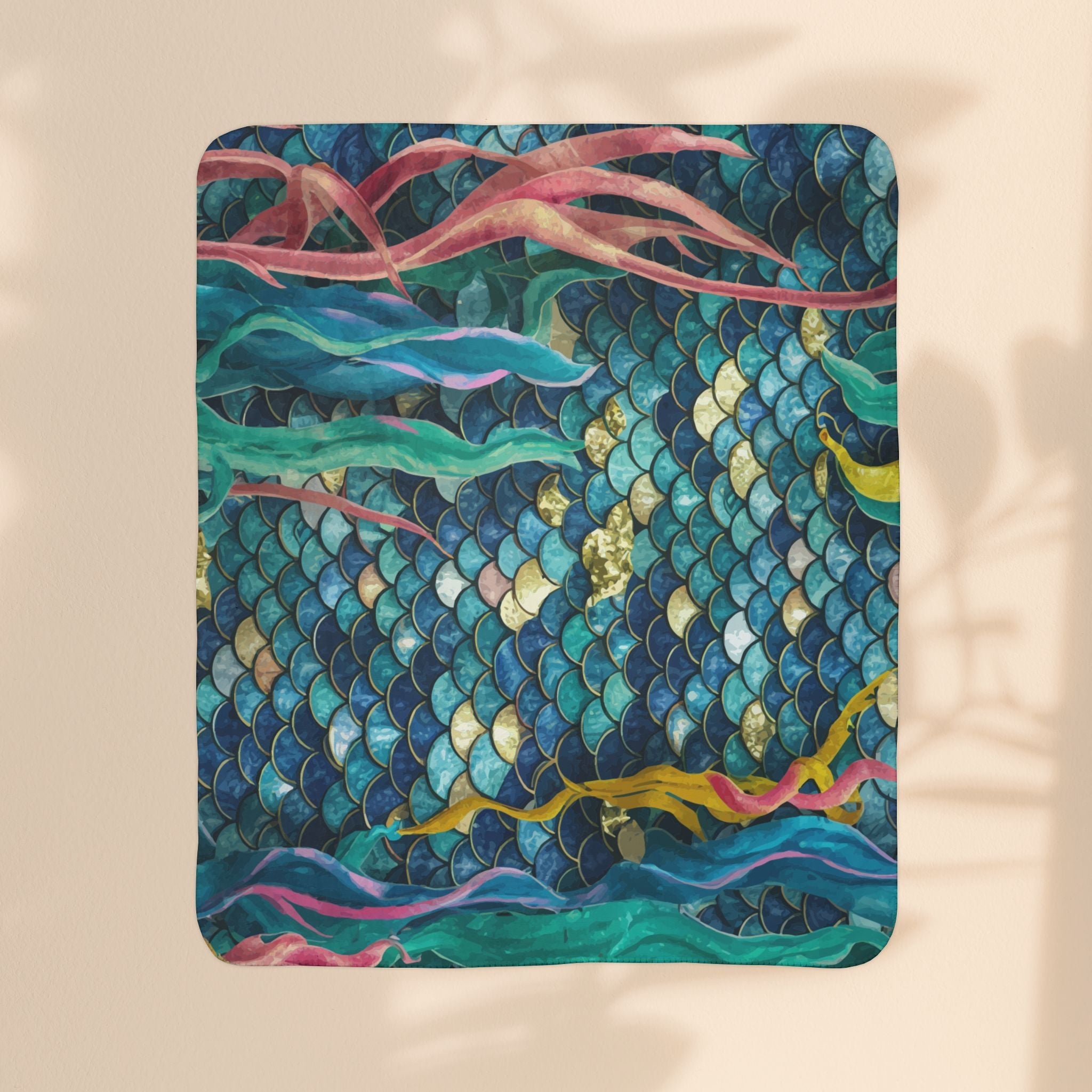 Fleece Sherpa Blanket - Mermaid Scale Party