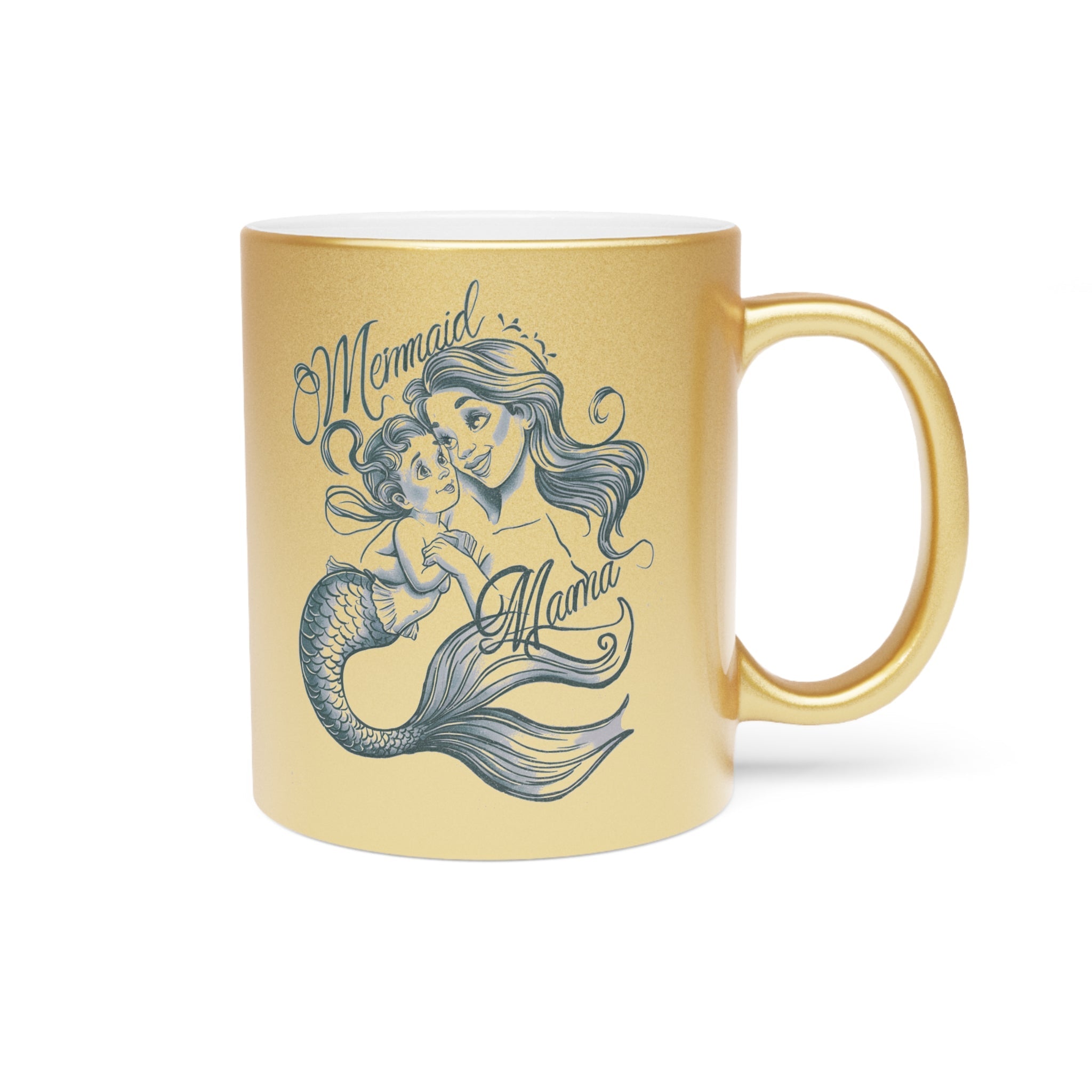 Mermaid Mama Metallic Mug – Gold/Silver Coffee Cup Gift | Mother’s Day Mermaid Mom