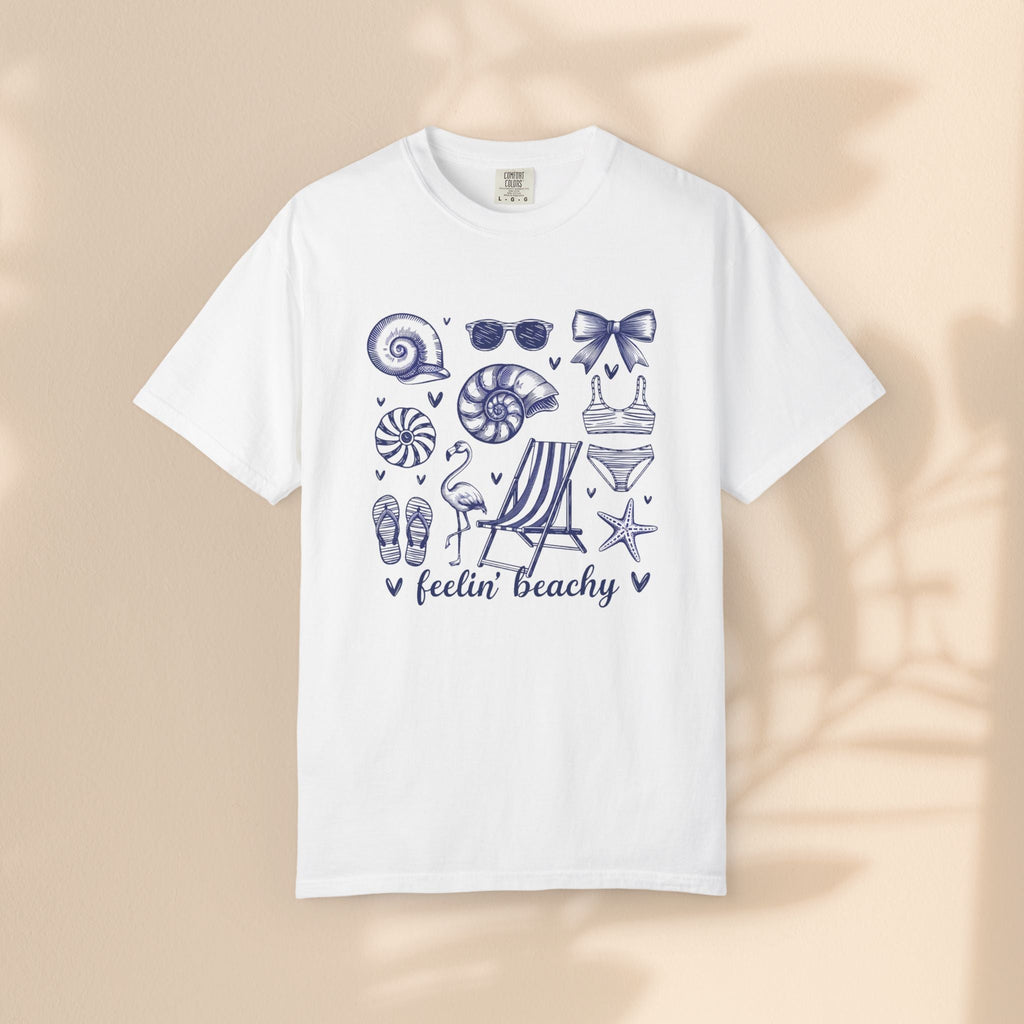 Beach Vibes Unisex Garment-Dyed T-shirt - ‘Feelin' Beachy’ Design