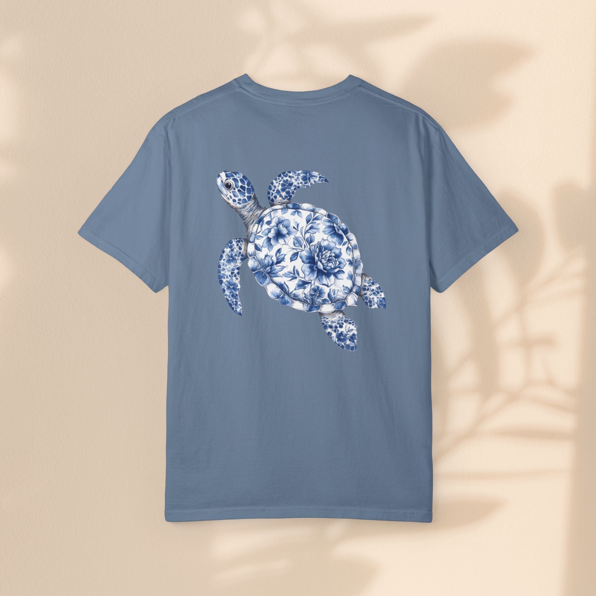 Blue Toile Turtle Unisex T-Shirt - Eco-Friendly Summer Style