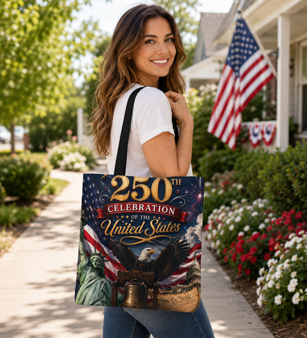 Patriotic American Flag & Eagle Tote Bag — 250th United States Celebration