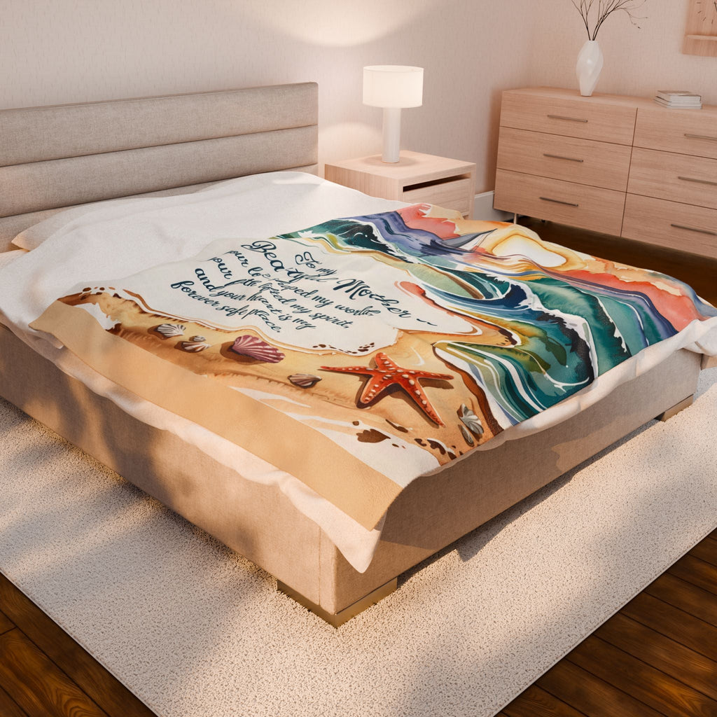 Beautiful Mother -  Velveteen Plush Blanket for Moms - Perfect Gift for Mother's Day