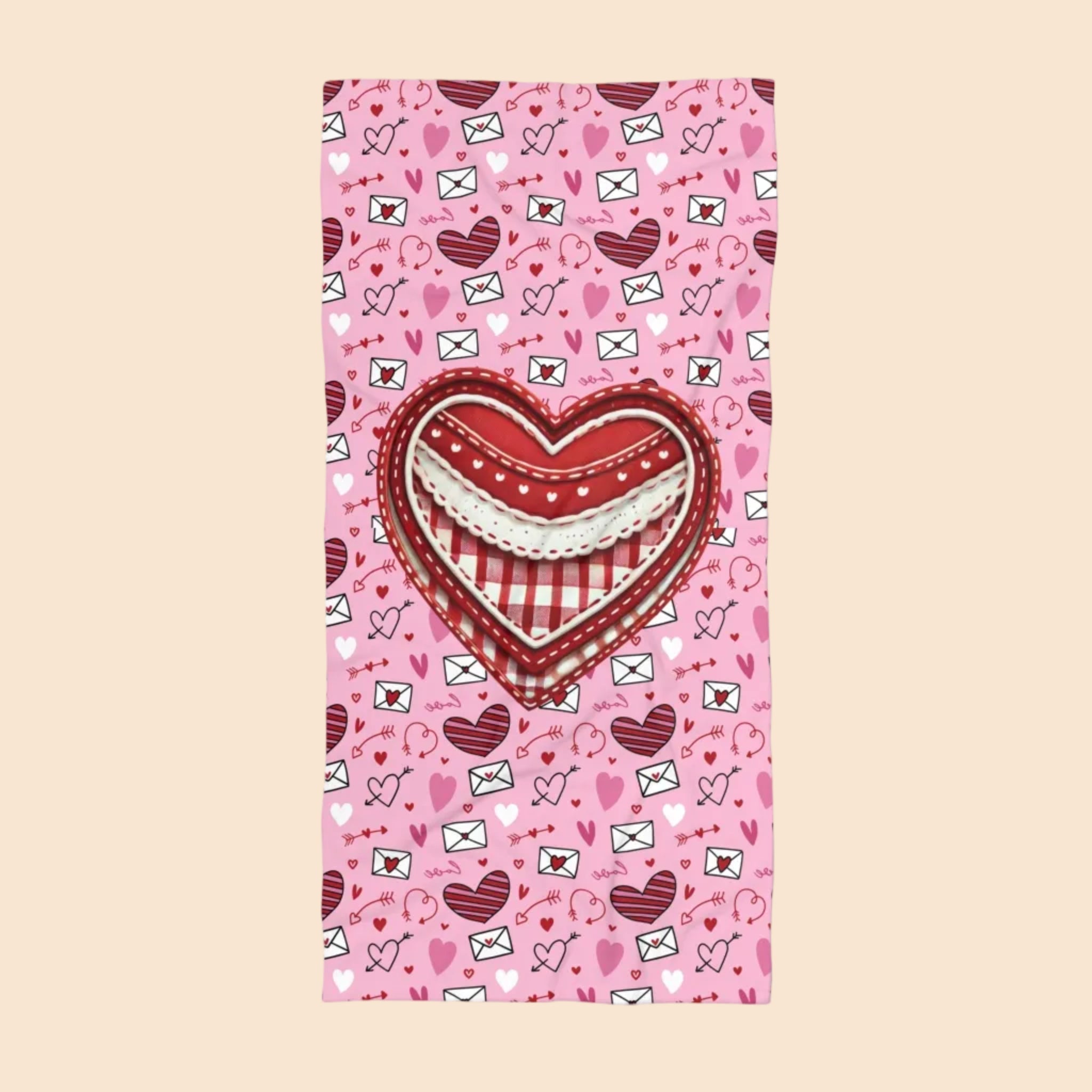 Heartfelt Pink Beach Towel