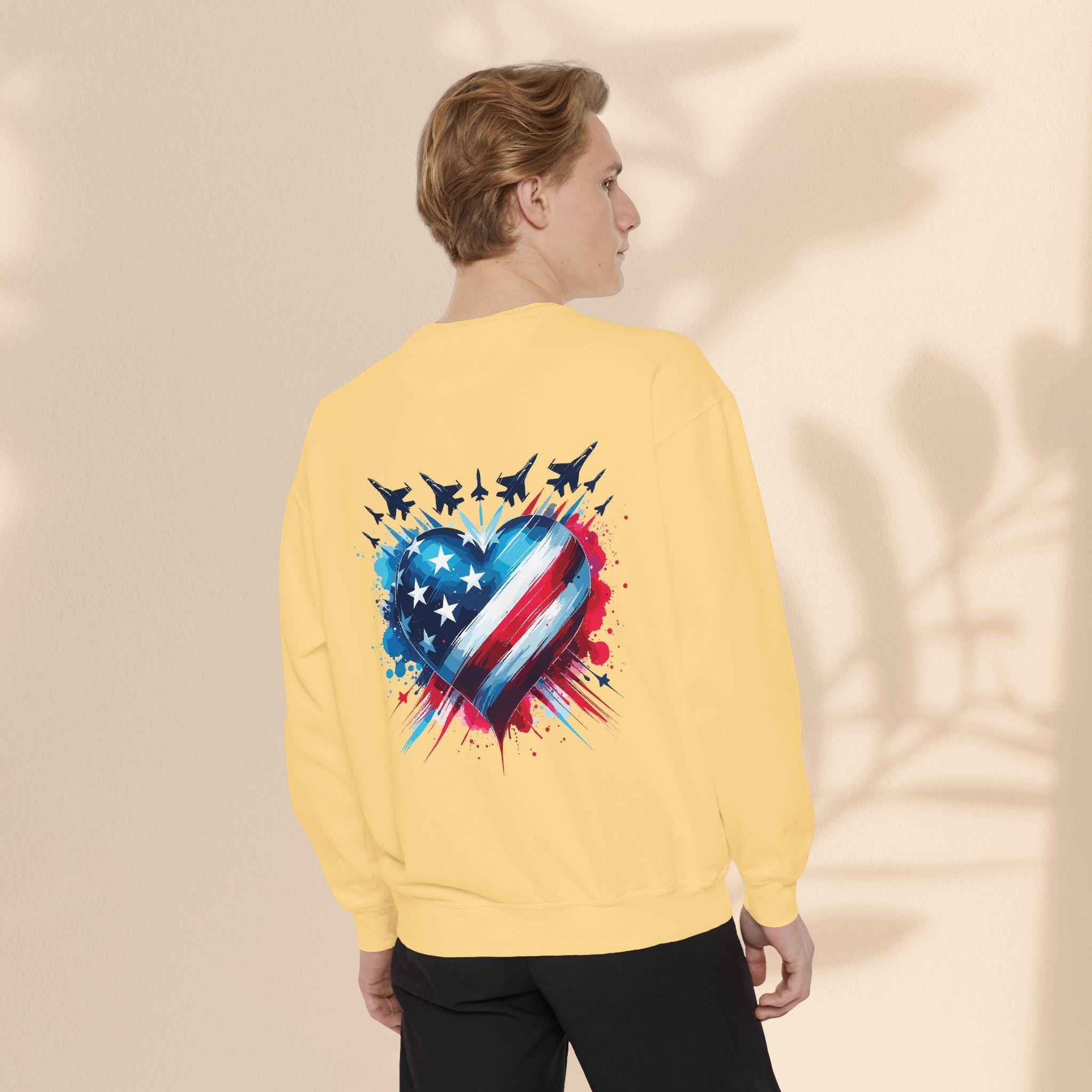 Patriotic Heart Sweatshirt, USA Pride Apparel, Unisex Fashion