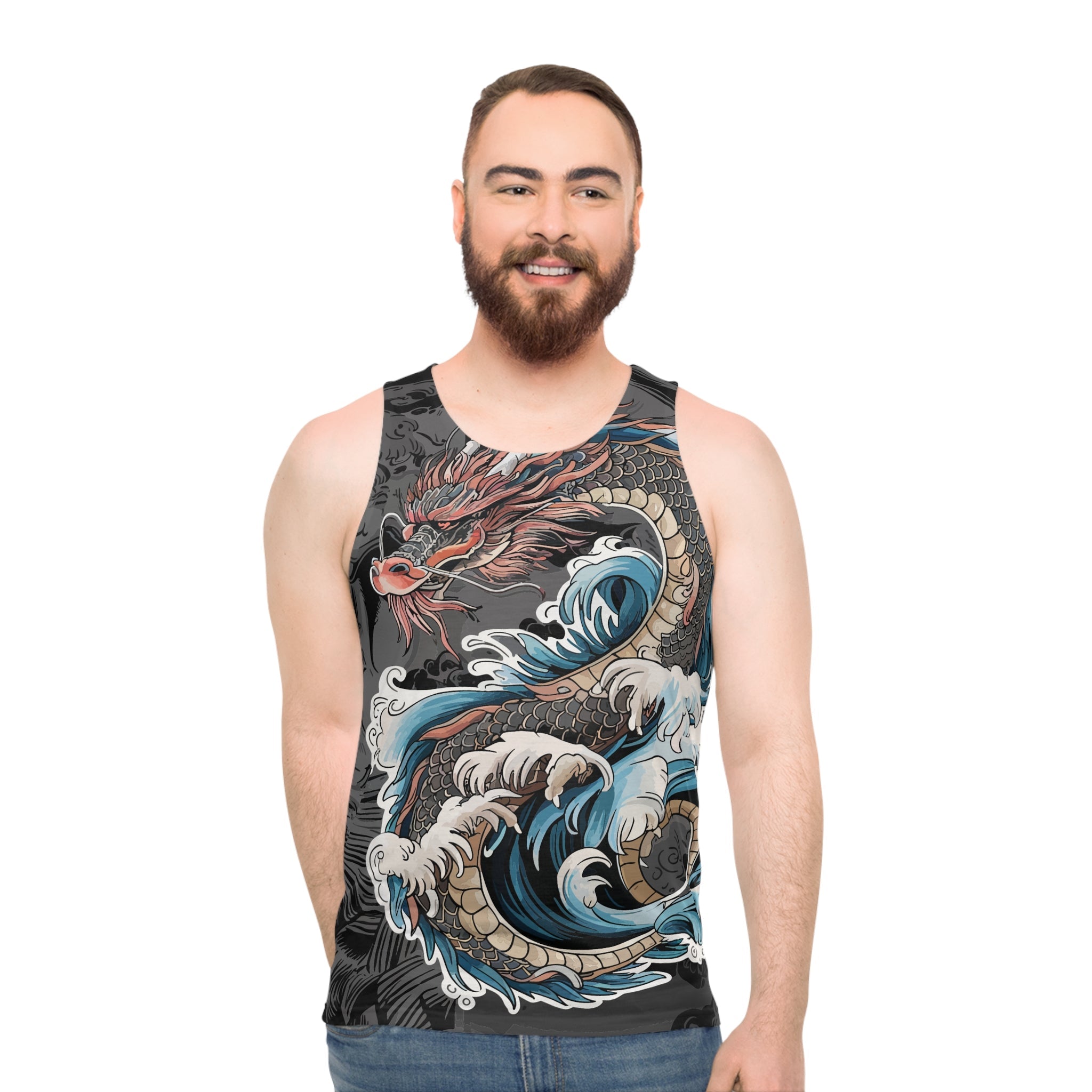 Dragon Wave Unisex Tank Top - Bold Graphic Design for Summer Adventures