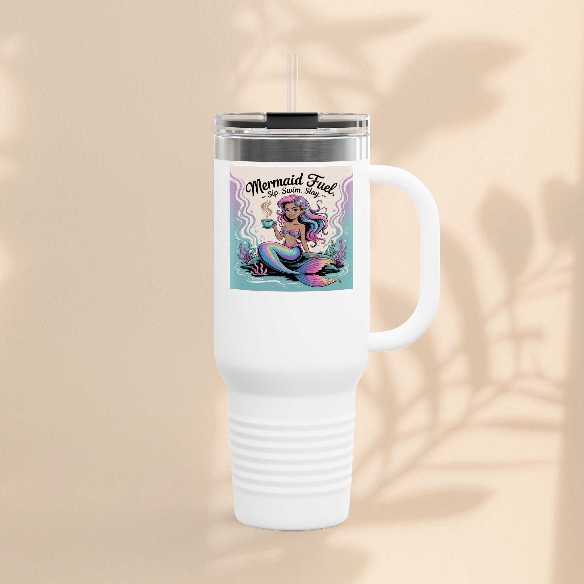 Magical Mermaid Fuel Insulated Travel Mug | 40oz Fantasy Drinkware for Beach Lovers, Gifts for Her