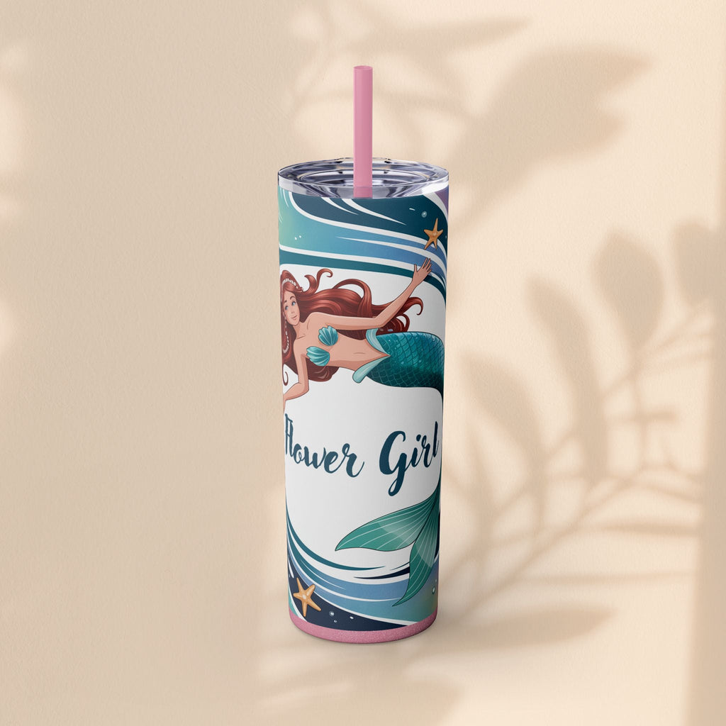 Mermaid Skinny Tumbler, Perfect for Flower Girls, Beach Days, Bachelorette Parties, Travel Mugs, Gift for Ocean Lovers