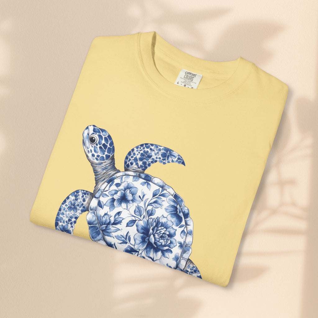 Blue Toile Turtle Unisex T-Shirt - Eco-Friendly Summer Style