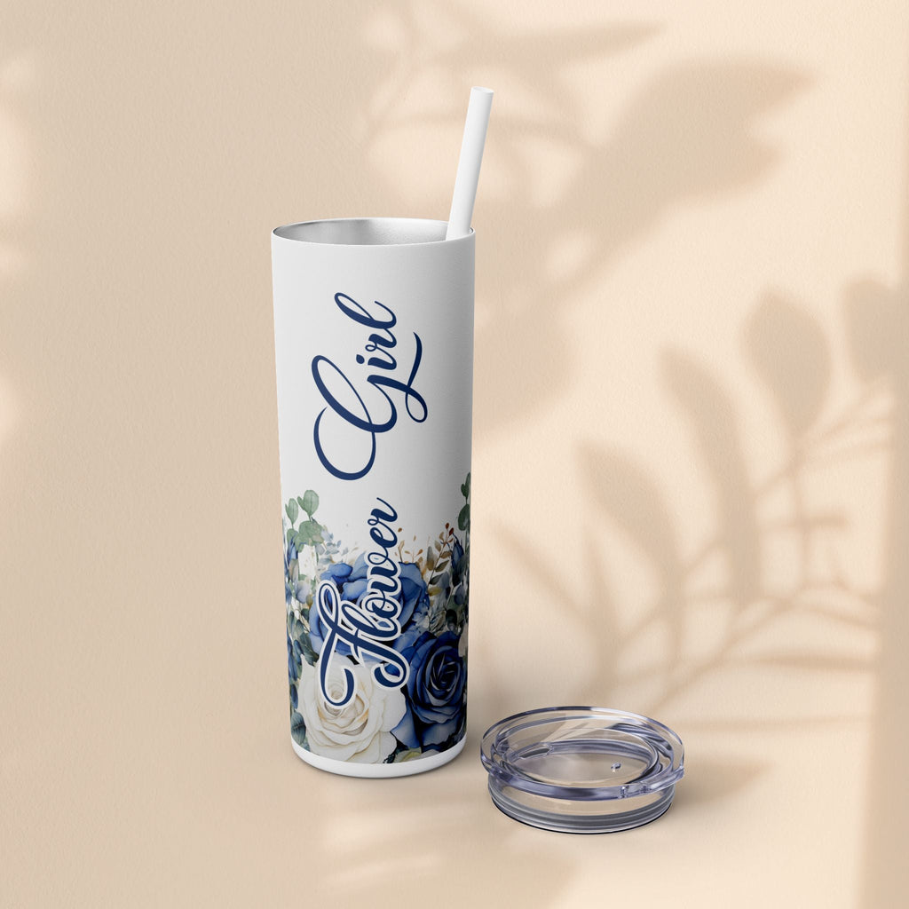 Flower Girl Skinny Tumbler with Straw, 20oz – Perfect Bridal Party Gift, Wedding Favor, Floral Drinkware, Summer Hydration