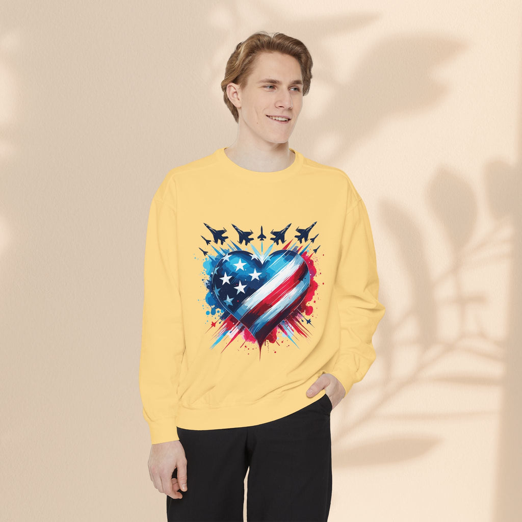 Patriotic Heart Sweatshirt, USA Pride Apparel, Unisex Fashion