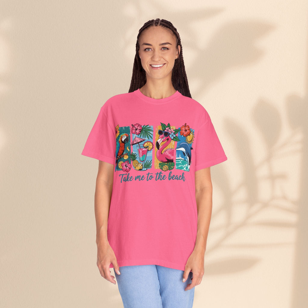 Brush Stroke art - Take Me to the Beach Unisex Garment-Dyed T-Shirt