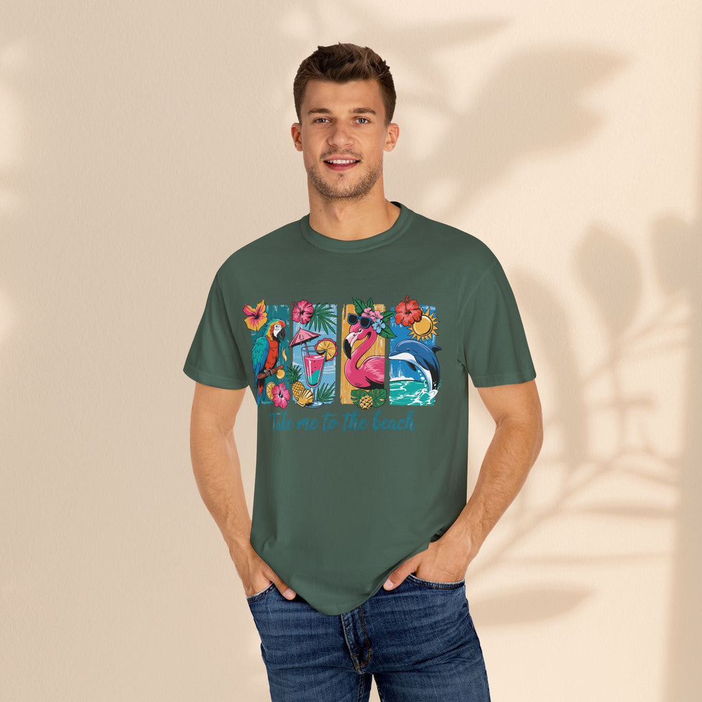 Brush Stroke art - Take Me to the Beach Unisex Garment-Dyed T-Shirt