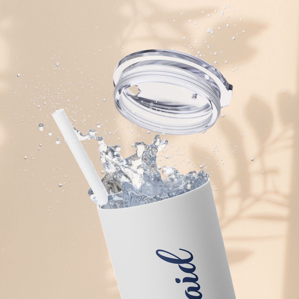 Bridesmaid Bridal Party Skinny Tumbler, 20oz Floral Drinkware, Gift for Bridesmaid, Customized Wedding Favor