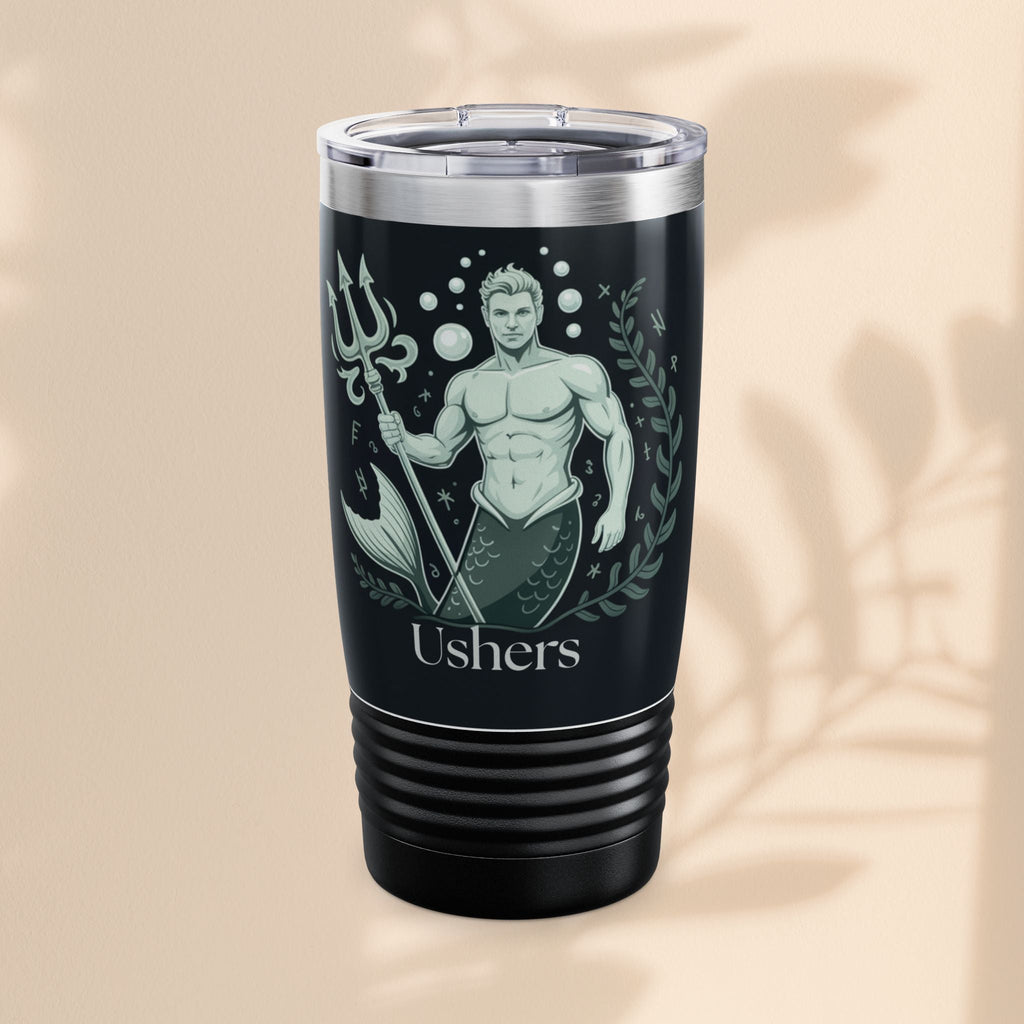 Merman Wedding Usher Ringneck Tumbler, 20oz Travel Mug for Ushering