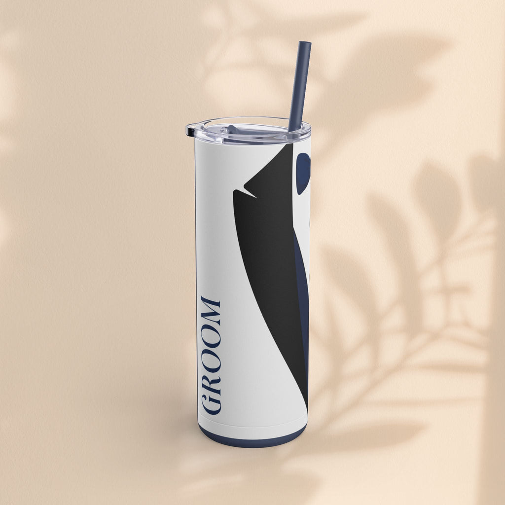 Groom Tuxedo Tumbler, Stylish Groom Tumbler for Weddings, Bachelor Parties, and Gifts, 20oz Matte Skinny Cup, Wedding Party Favor