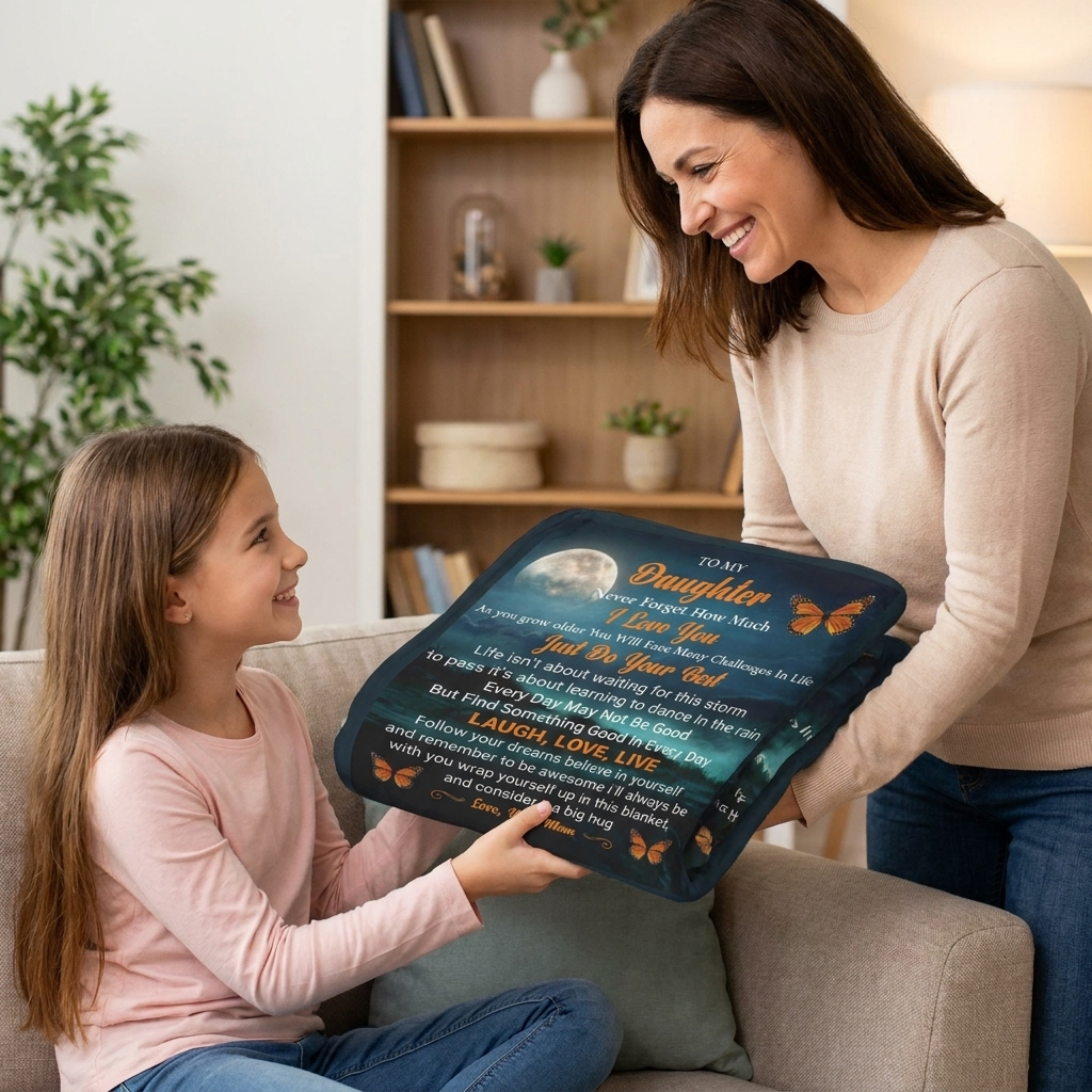 Daughter from Mom Fleece Sherpa Blanket