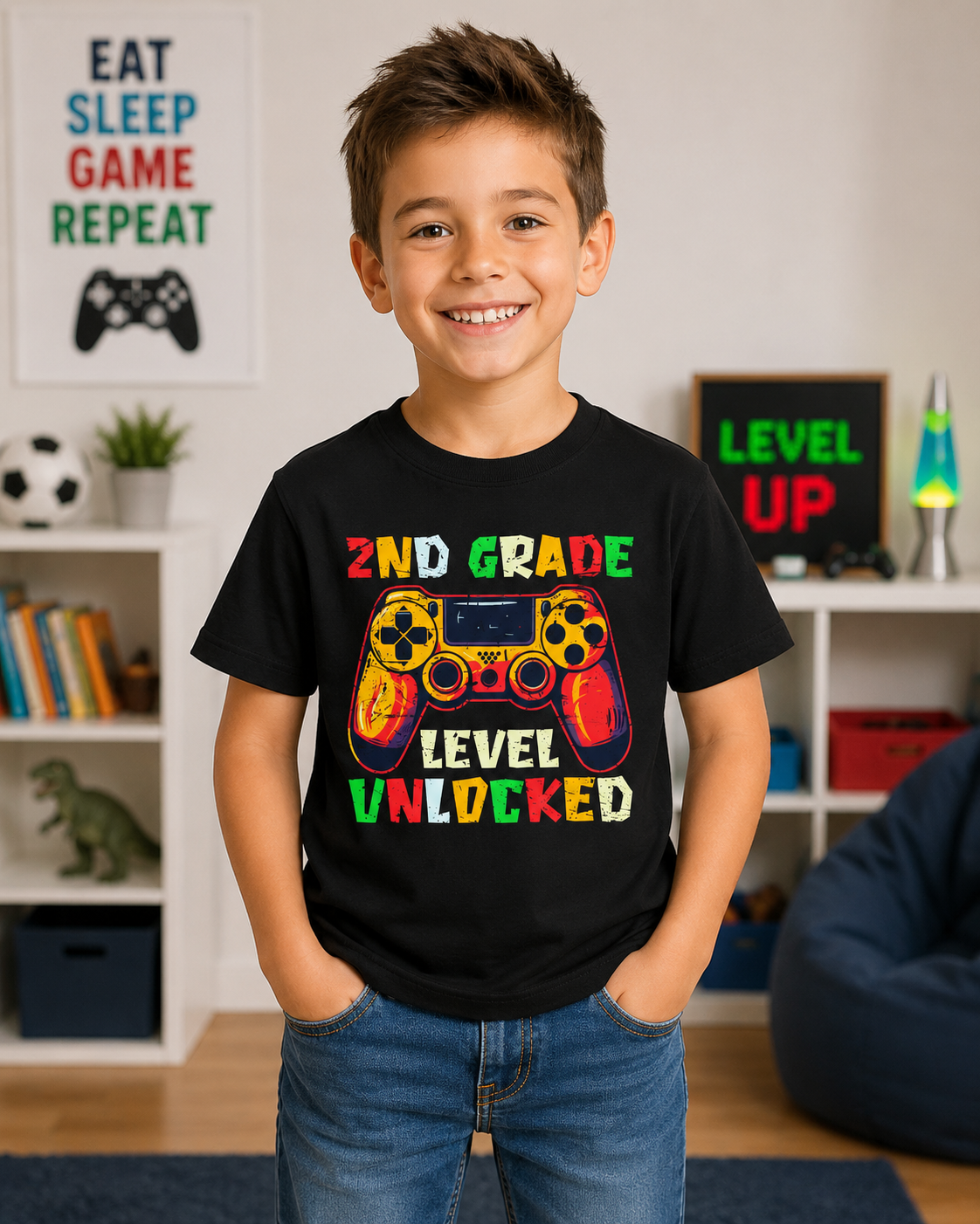 Gaming Graduation Youth Tee - 2nd Grade Level Unlocked