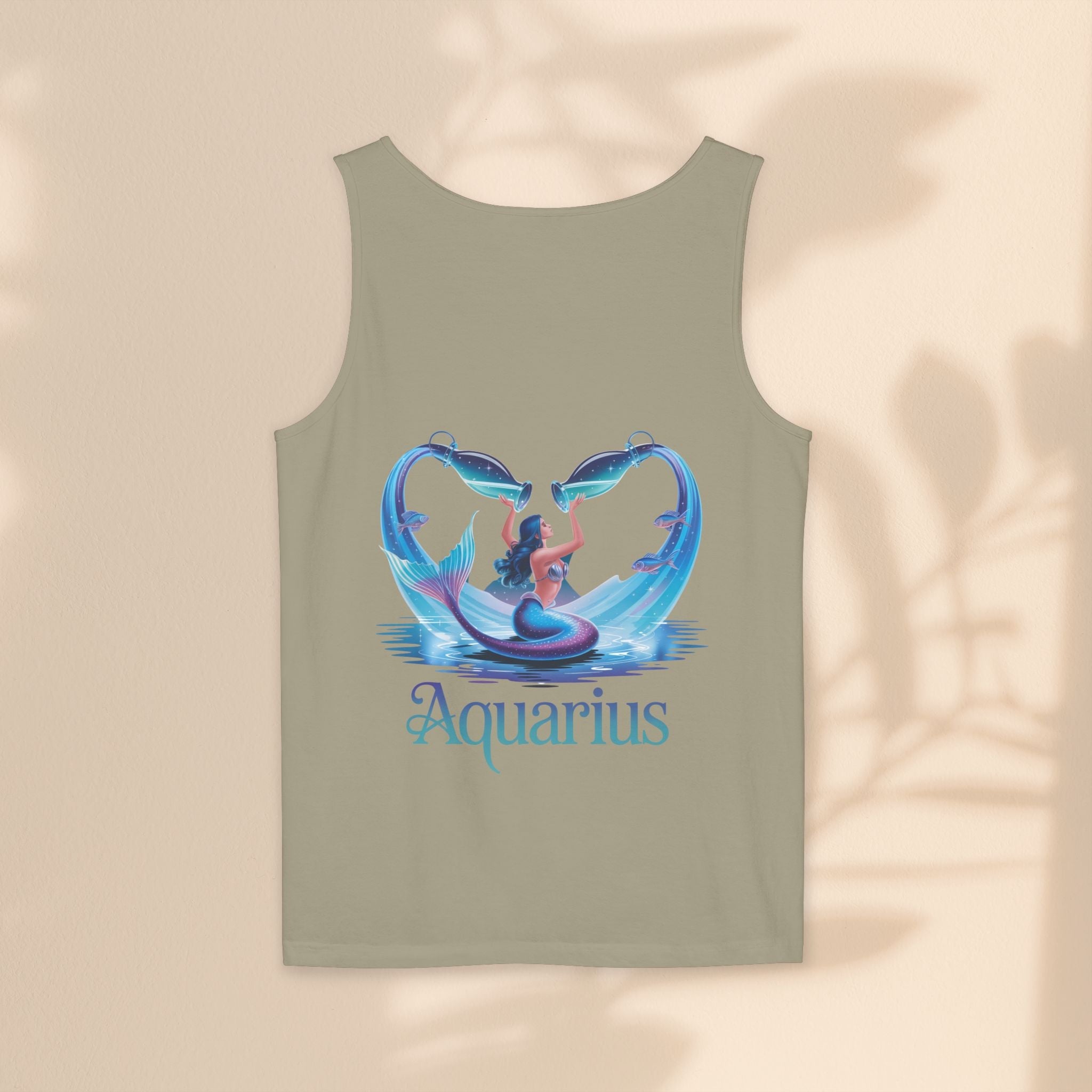 Aquarius Unisex Garment-Dyed Tank Top, Zodiac Apparel, Astrology Gift, Summer Outfit, Festival Wear, Birthday Gift