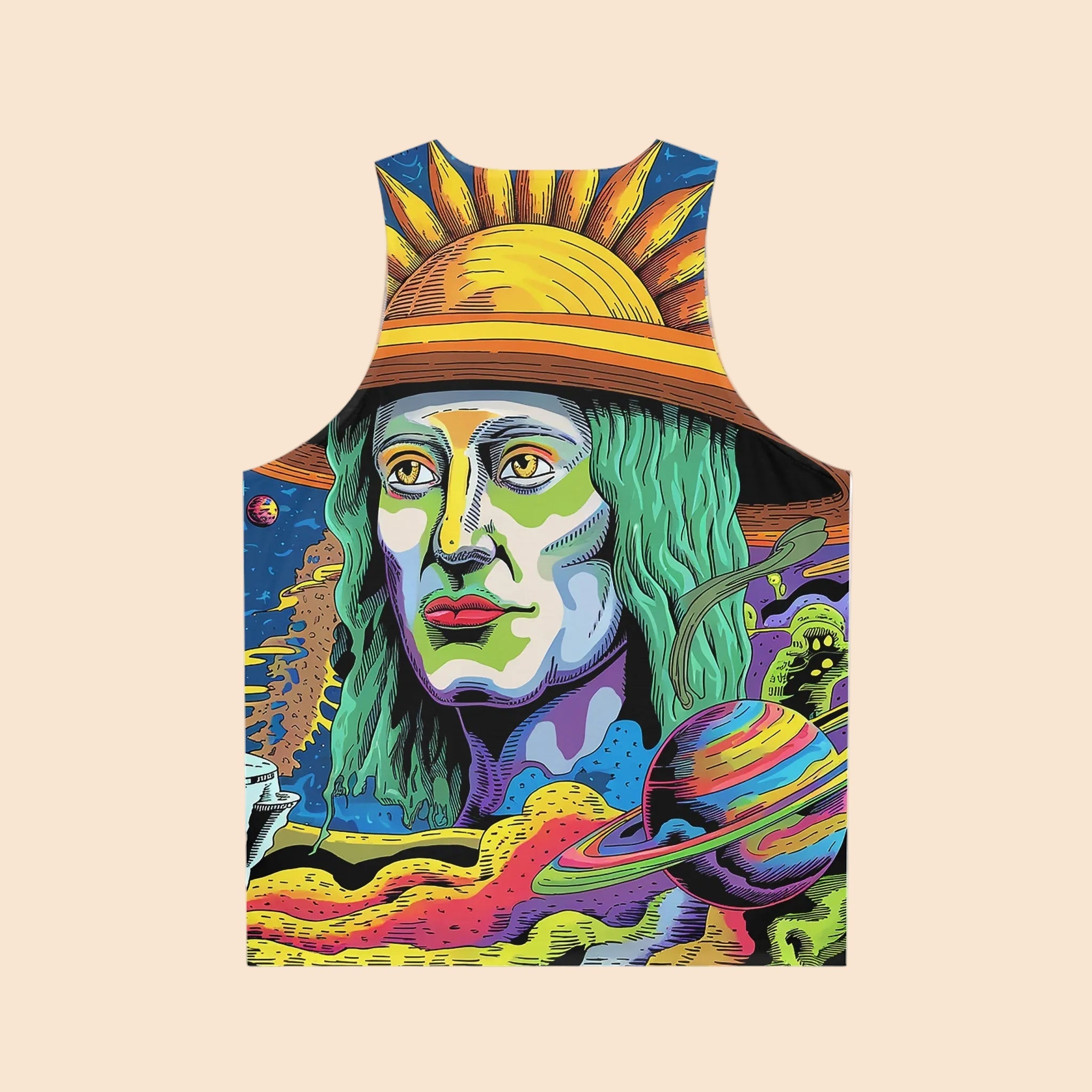 Cosmic Vibes Unisex Tank Top - Retro Space Design