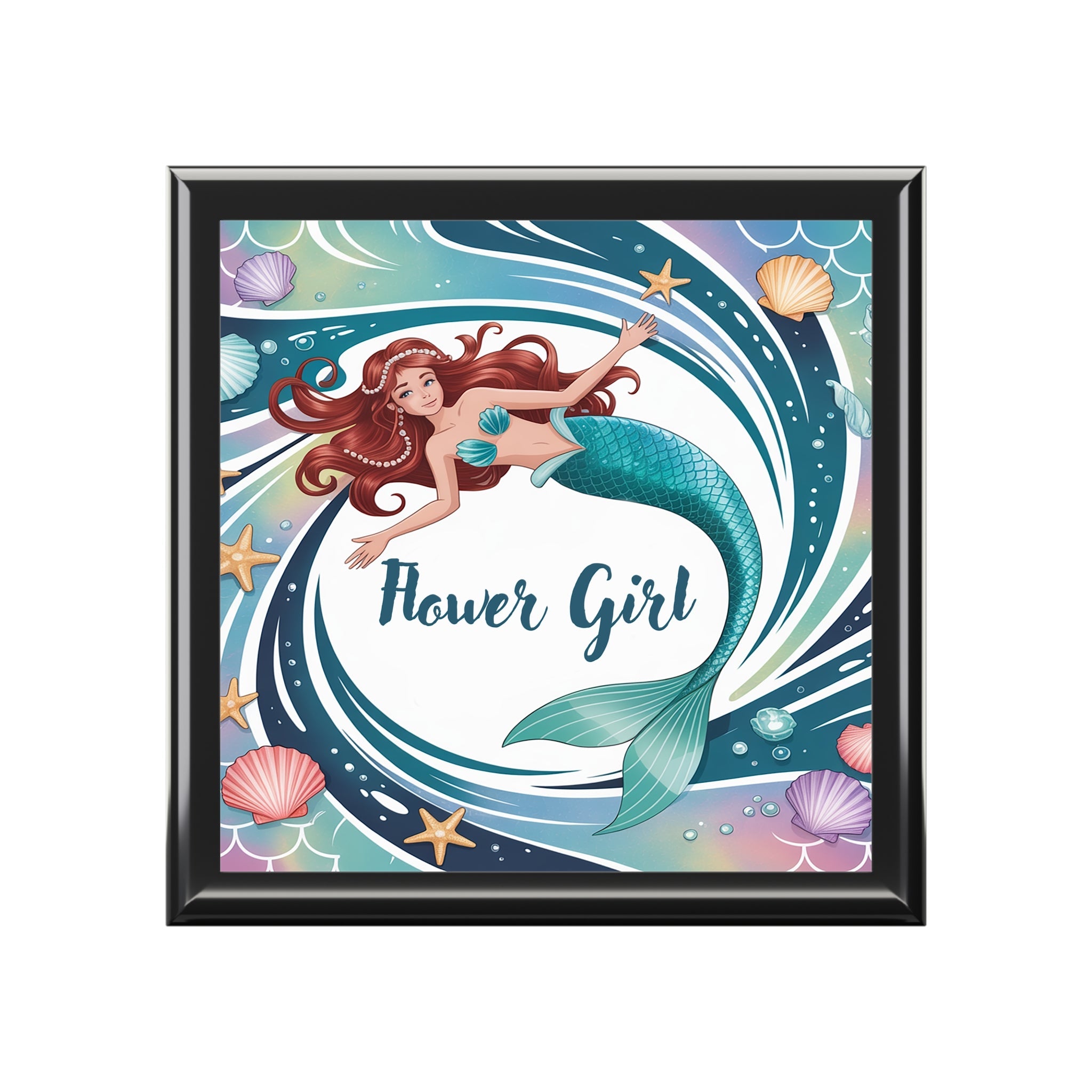 Mermaid Jewelry Box - Flower Girl Gift, Wedding Keepsake, Personalized Trinket Storage, Coastal Decor