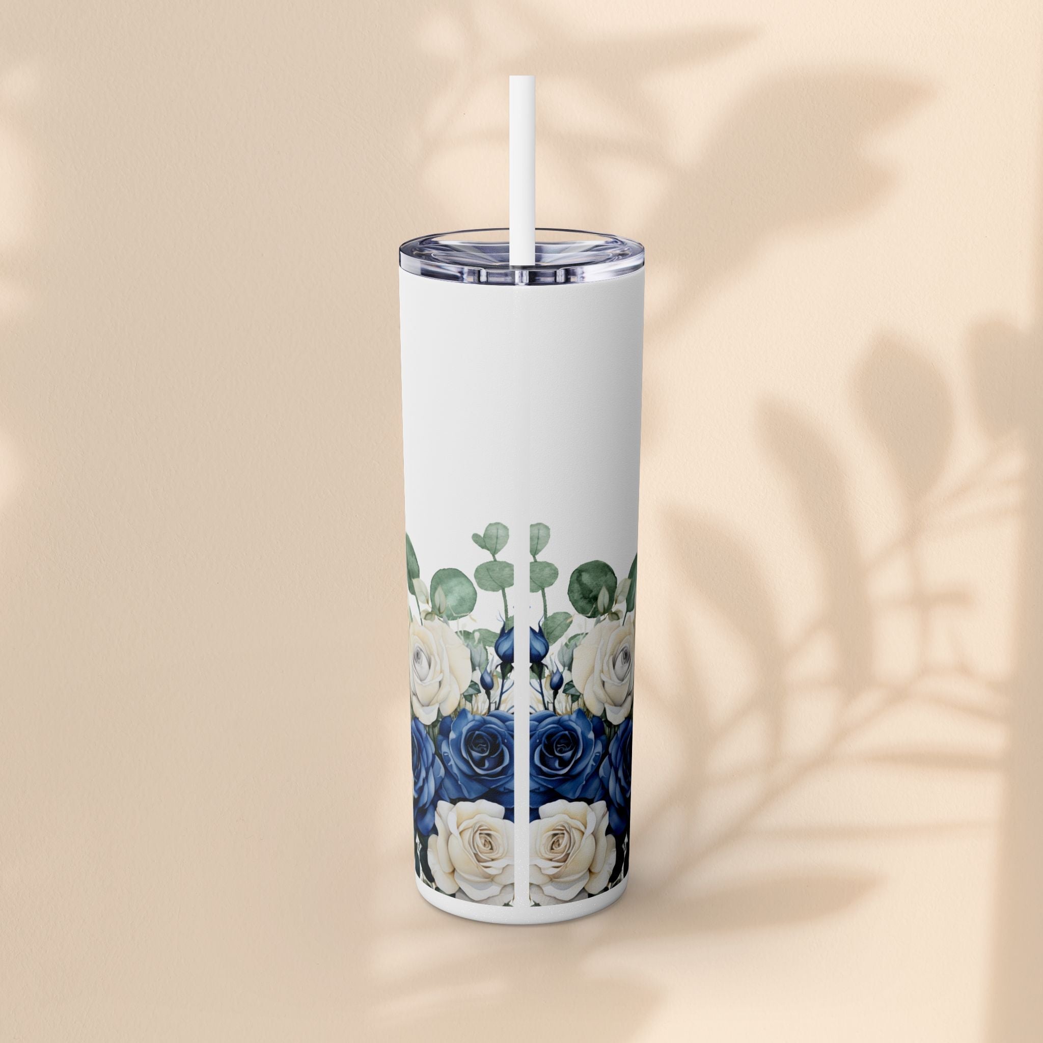 Bridesmaid Skinny Tumbler, 20oz Rose Floral Tumbler, Wedding Gift, Bridal Party, Customizable, Floral Tumbler