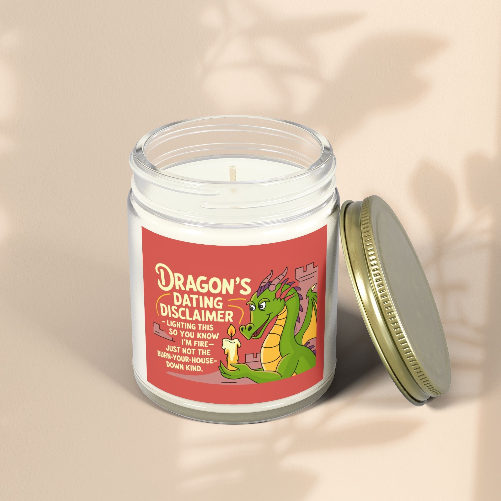 Dragon Dating Disclaimer Scented Candles, Coconut Apricot Wax (4oz, 9oz)