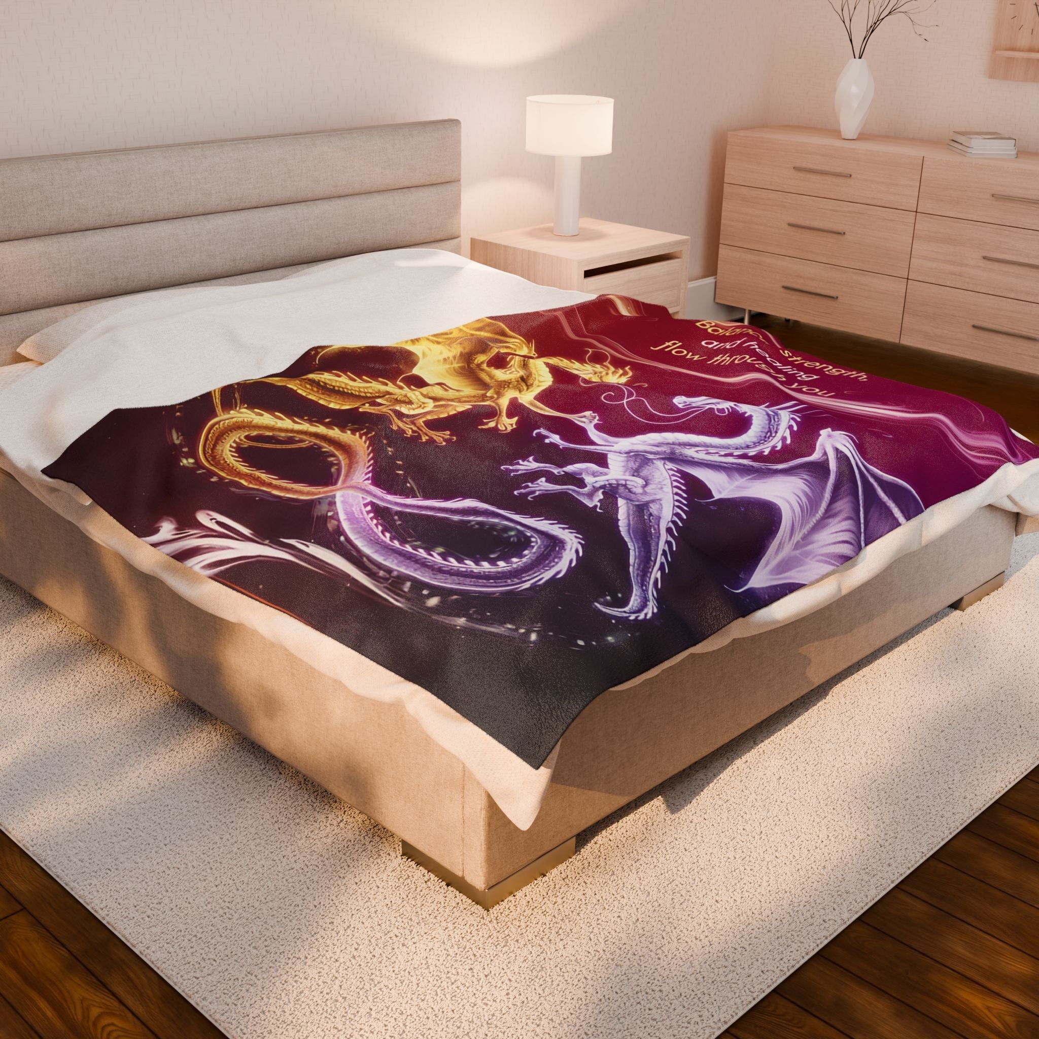 Enchanting Dragon Velveteen Plush Blanket - Balance, Strength, Healing