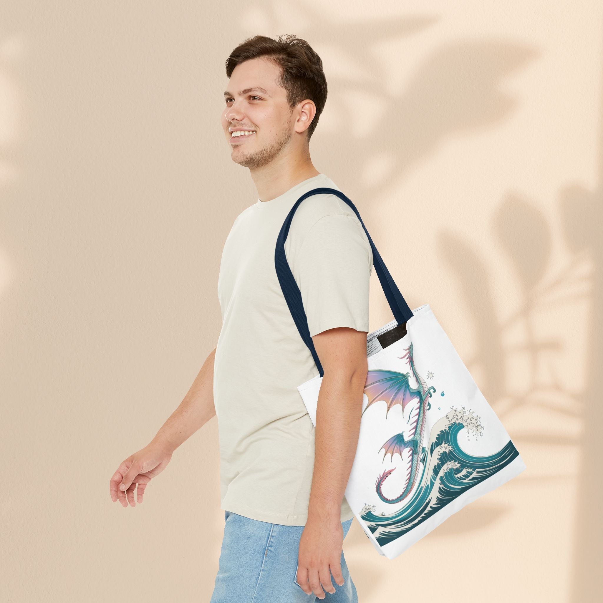 Dragons and Waves Tote Bag, Dragon Lovers Gift