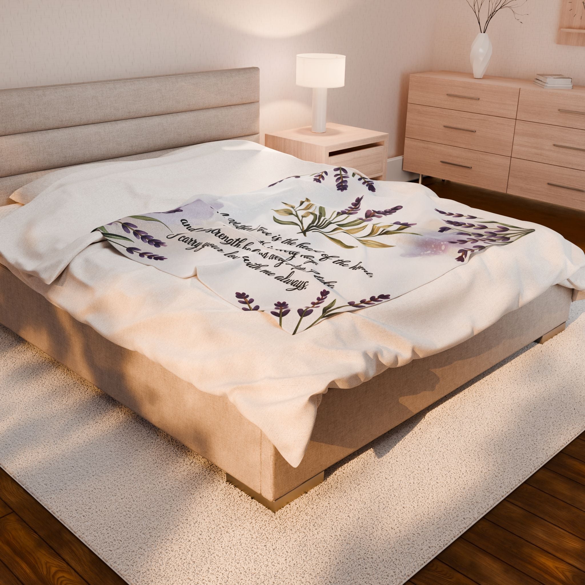 Lavender Floral Plush Blanket – "A Mother’s Love"
