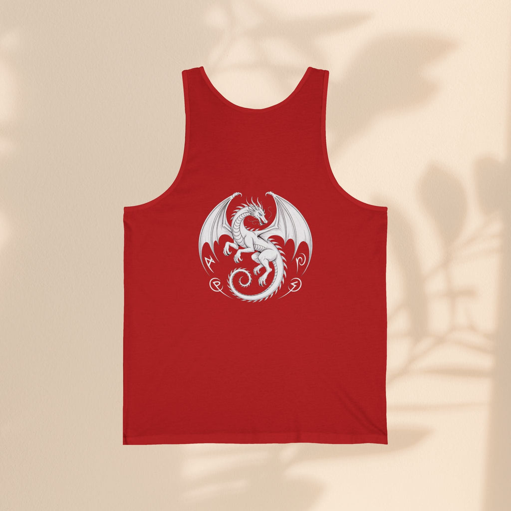 Dragon Design Unisex Jersey Tank, Cool Summer Tank Top, Gift for Fantasy Lovers, Casual Wear, Festival Outfit, Unique Graphic Gym Top